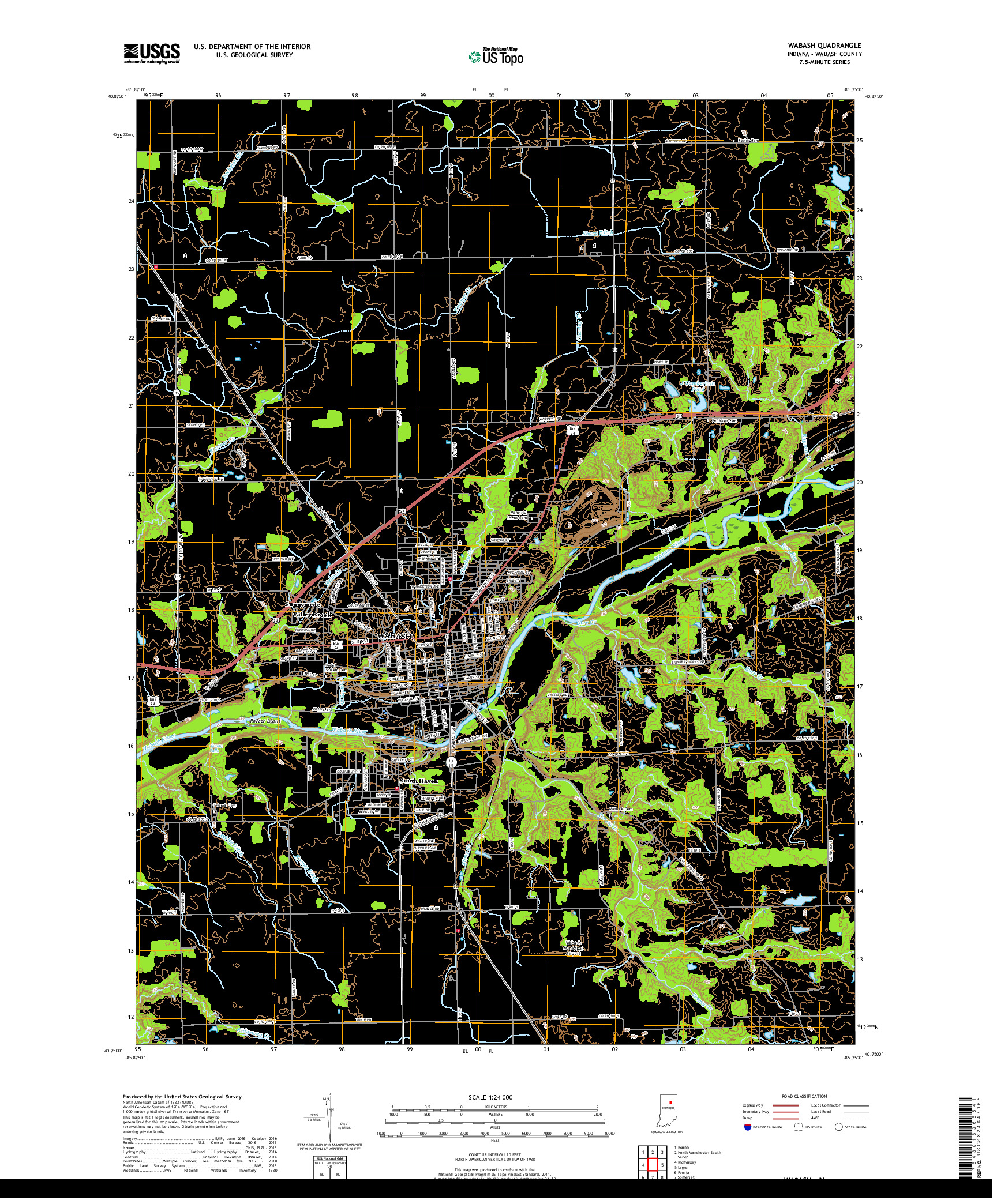 USGS US TOPO 7.5-MINUTE MAP FOR WABASH, IN 2019