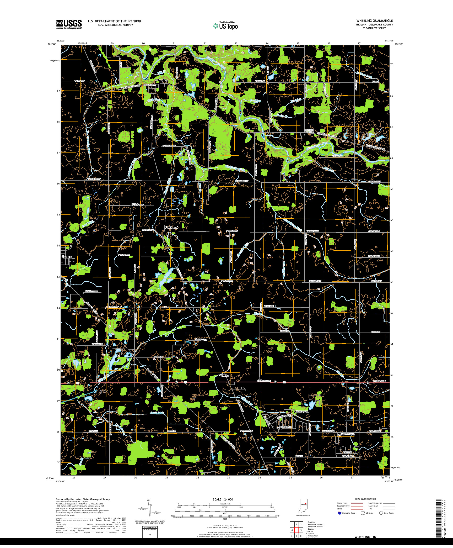 USGS US TOPO 7.5-MINUTE MAP FOR WHEELING, IN 2019