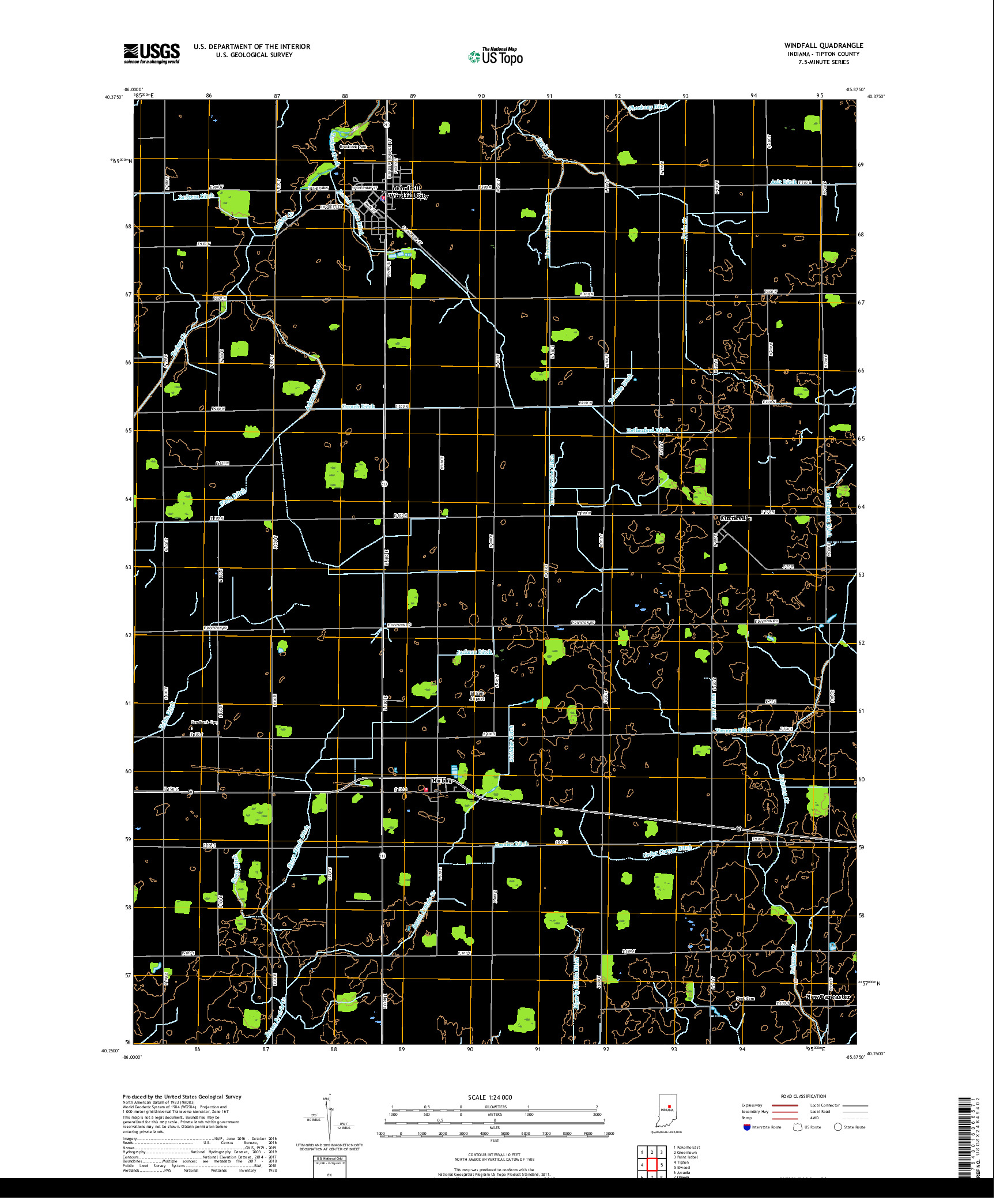 USGS US TOPO 7.5-MINUTE MAP FOR WINDFALL, IN 2019