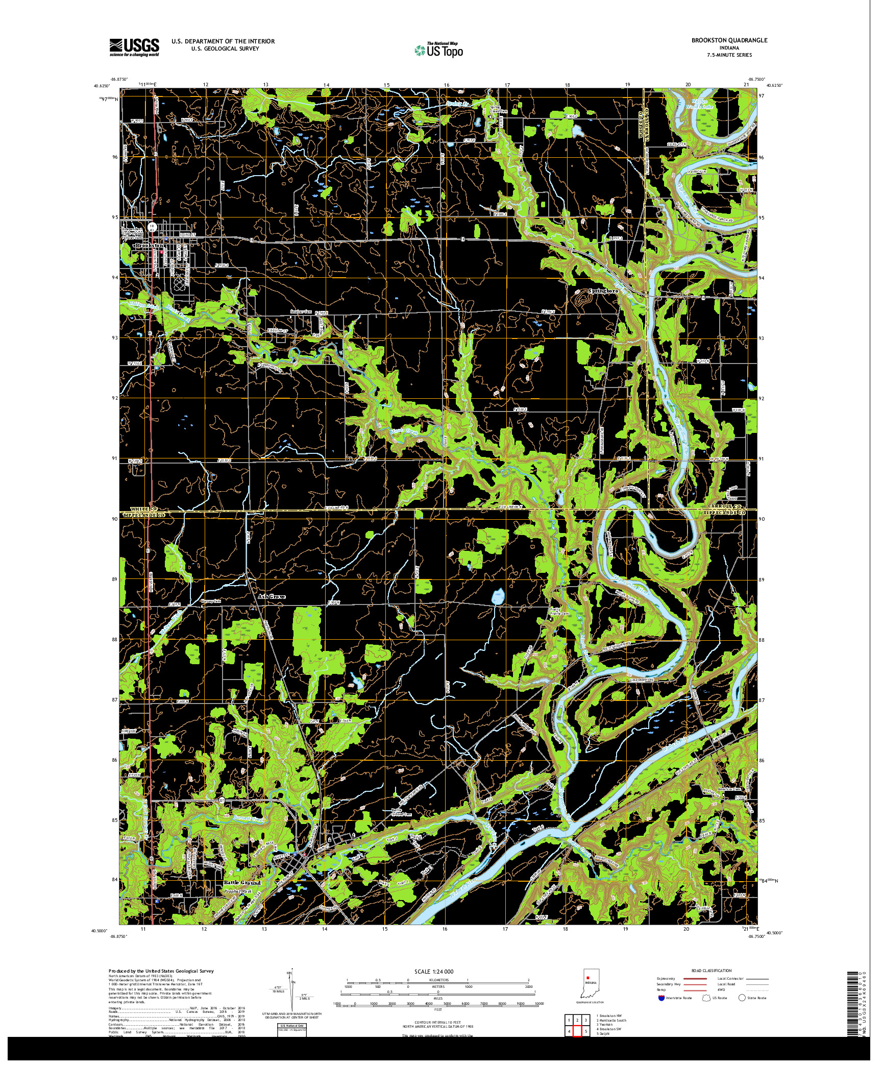 USGS US TOPO 7.5-MINUTE MAP FOR BROOKSTON, IN 2019