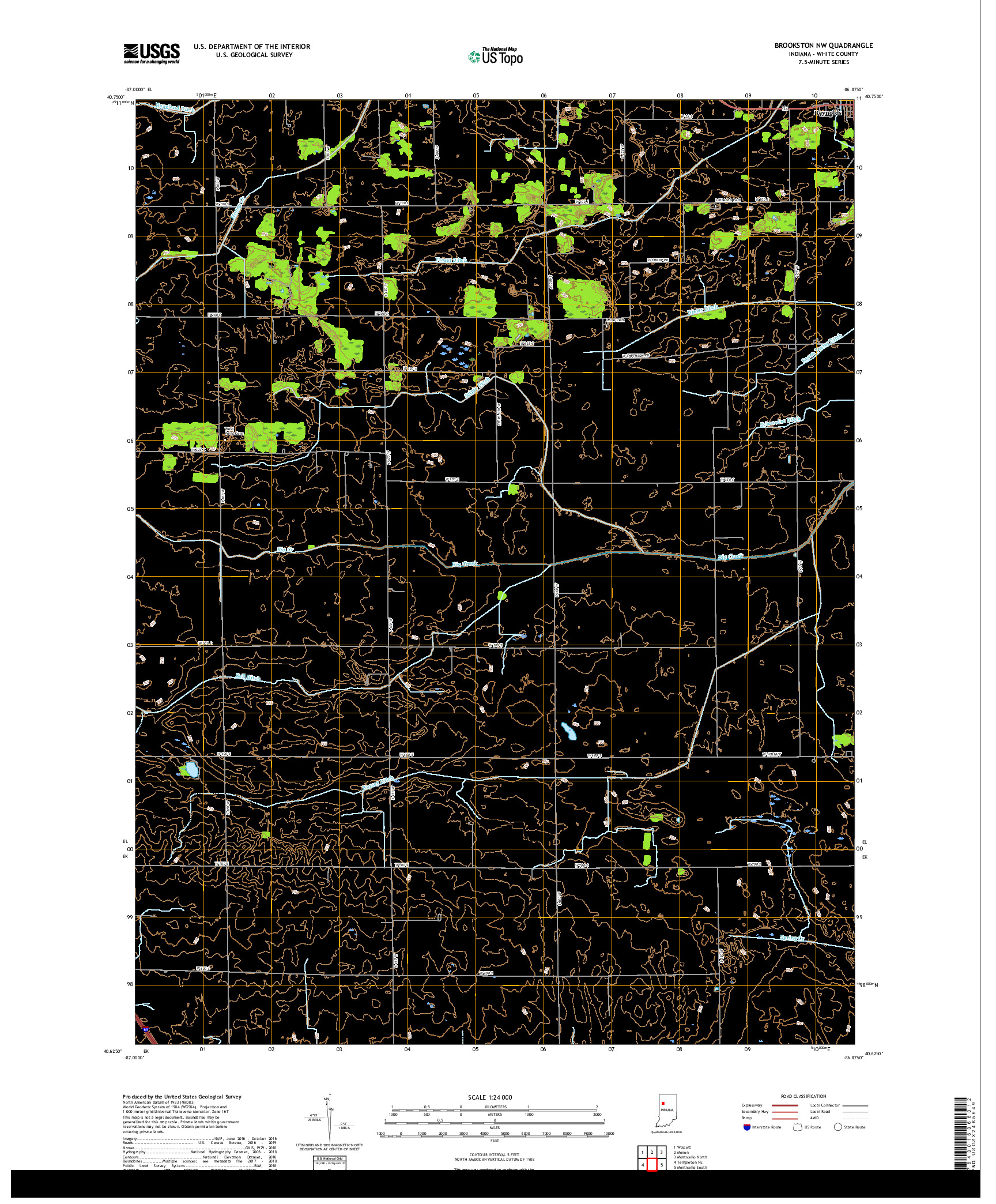 USGS US TOPO 7.5-MINUTE MAP FOR BROOKSTON NW, IN 2019