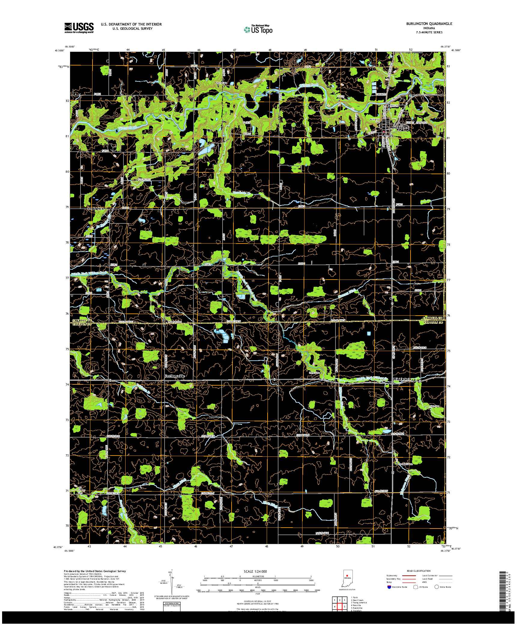 USGS US TOPO 7.5-MINUTE MAP FOR BURLINGTON, IN 2019