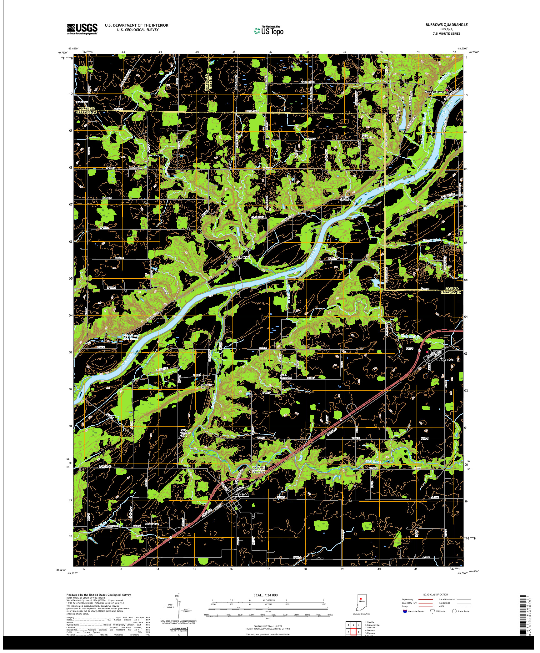 USGS US TOPO 7.5-MINUTE MAP FOR BURROWS, IN 2019