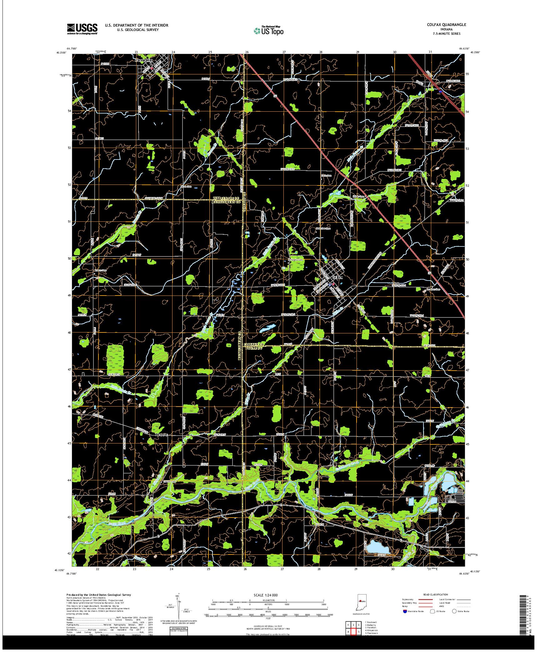 USGS US TOPO 7.5-MINUTE MAP FOR COLFAX, IN 2019