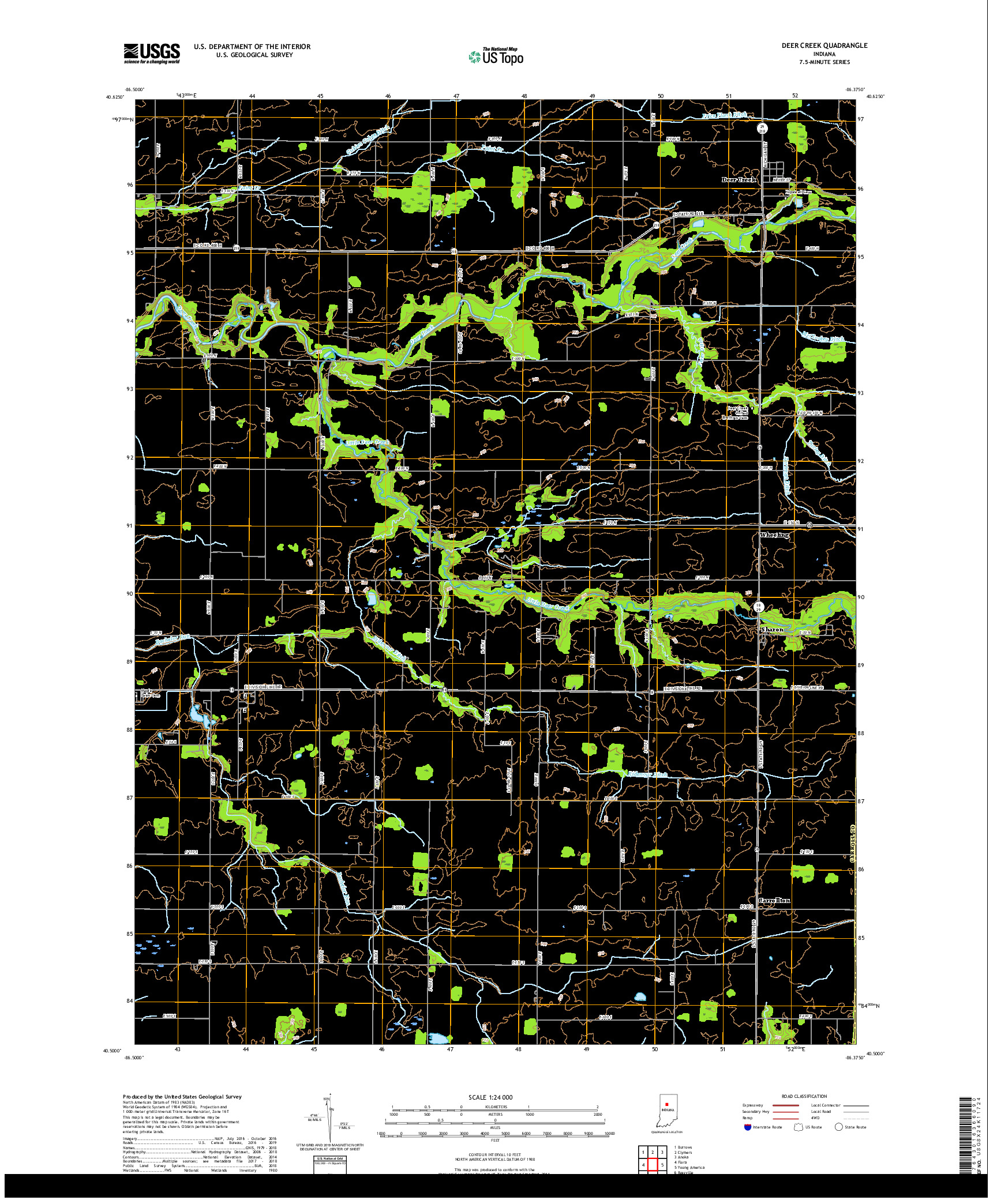 USGS US TOPO 7.5-MINUTE MAP FOR DEER CREEK, IN 2019