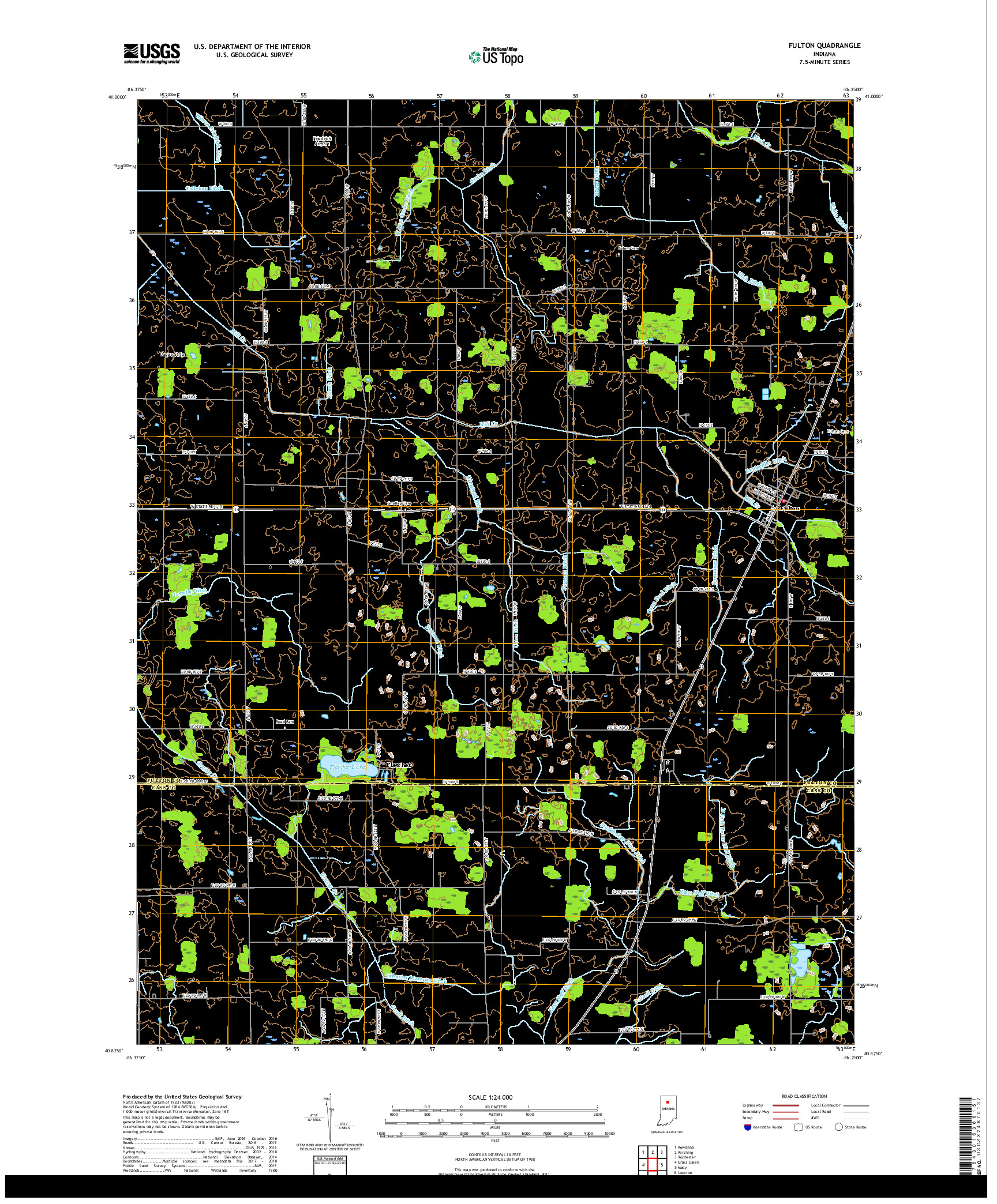 USGS US TOPO 7.5-MINUTE MAP FOR FULTON, IN 2019