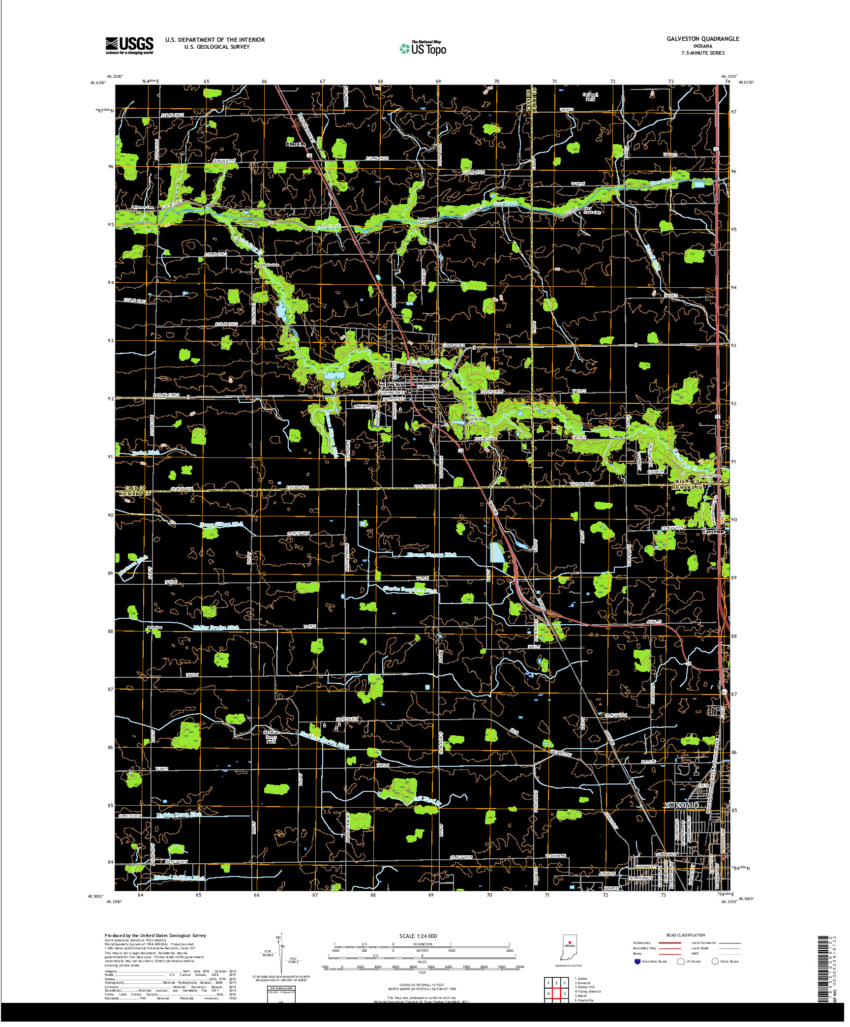 USGS US TOPO 7.5-MINUTE MAP FOR GALVESTON, IN 2019