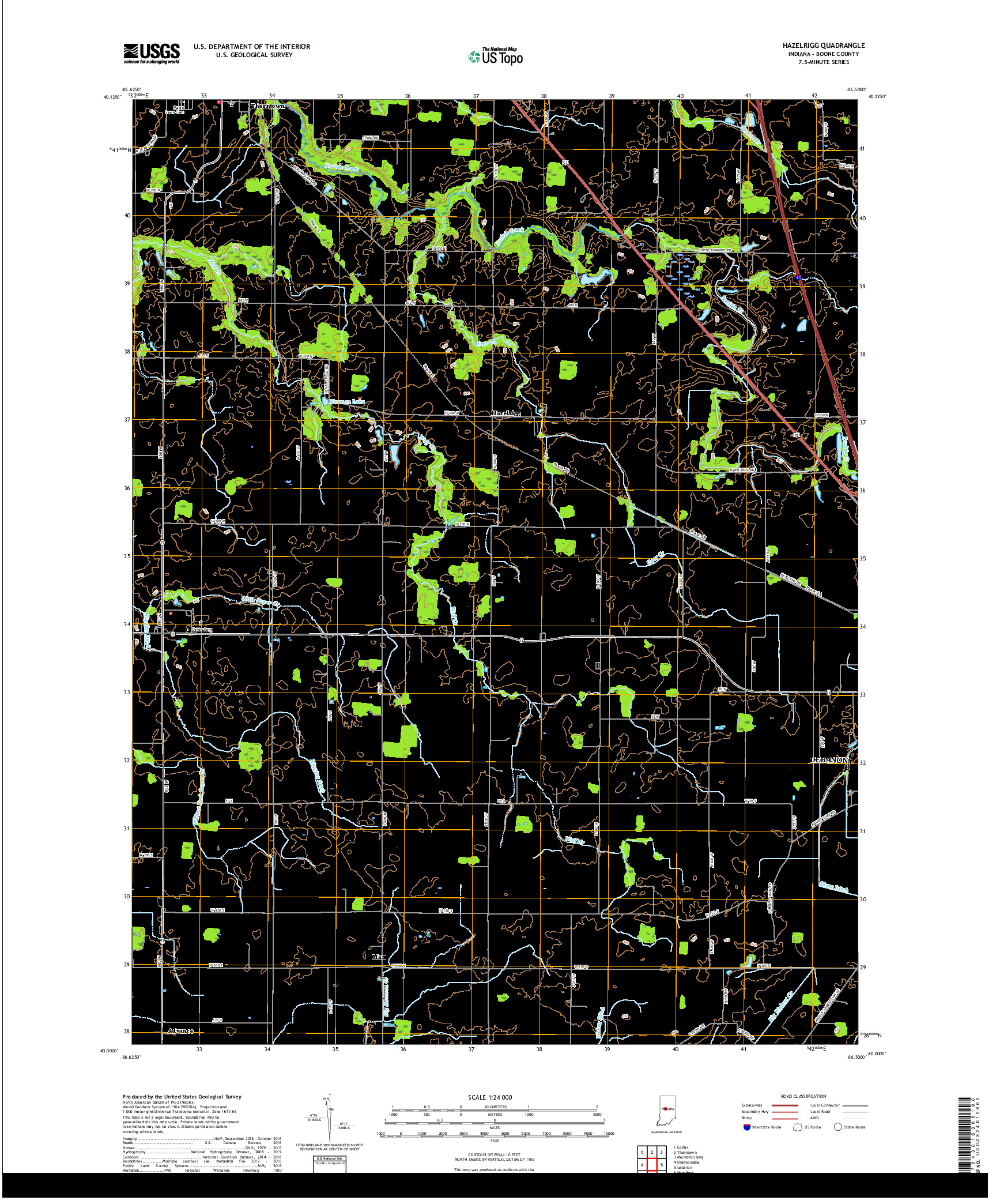 USGS US TOPO 7.5-MINUTE MAP FOR HAZELRIGG, IN 2019