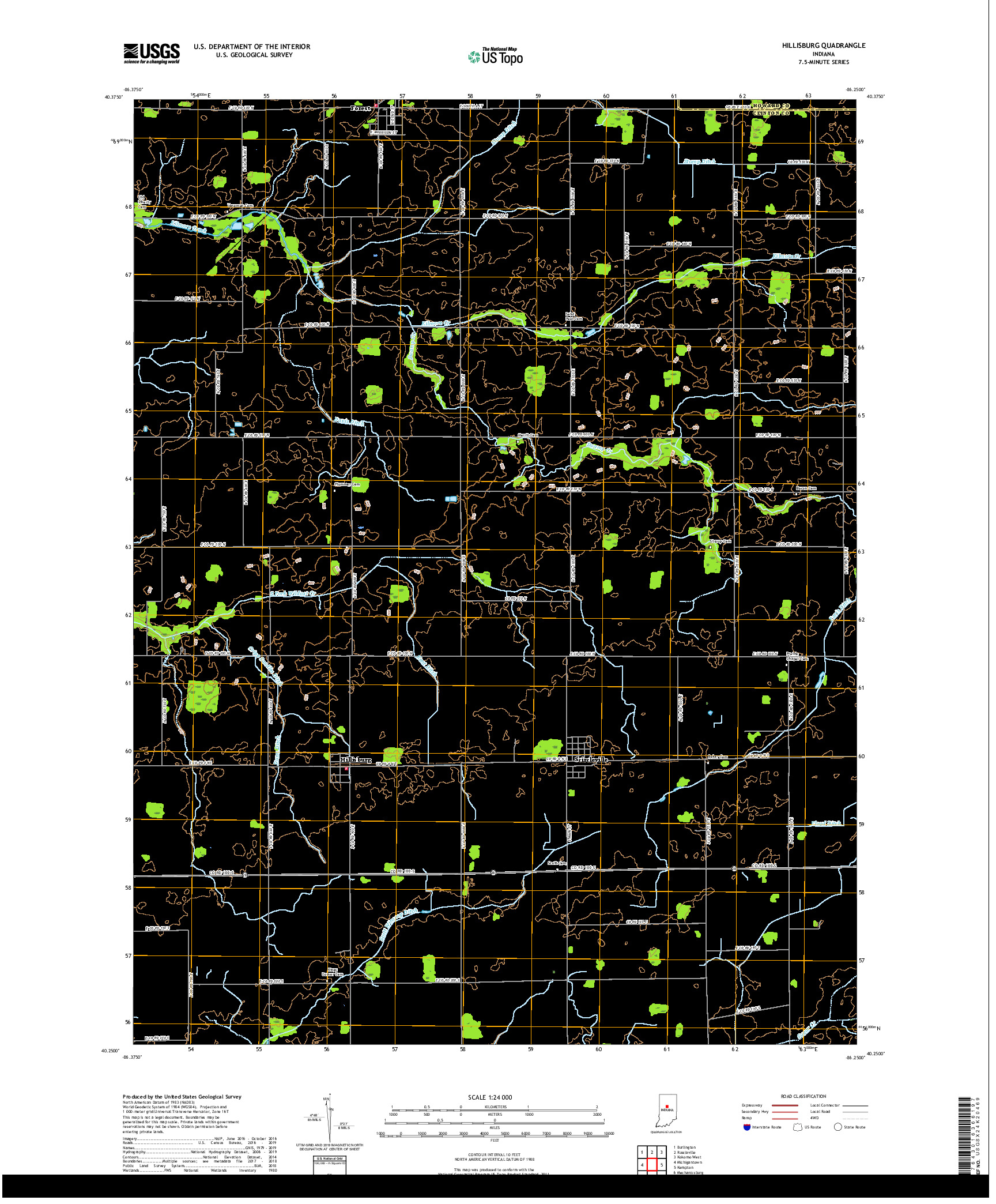 USGS US TOPO 7.5-MINUTE MAP FOR HILLISBURG, IN 2019