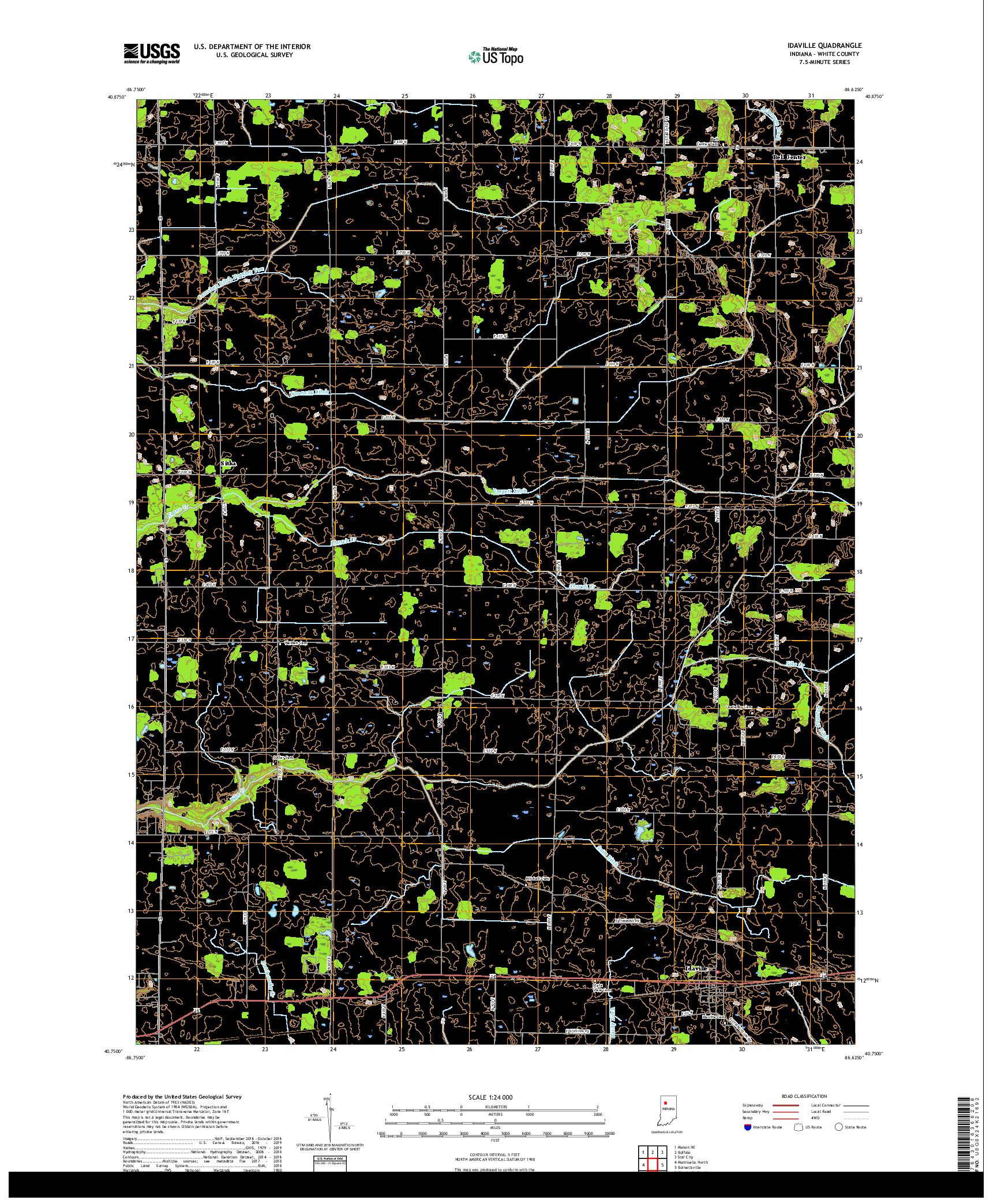 USGS US TOPO 7.5-MINUTE MAP FOR IDAVILLE, IN 2019