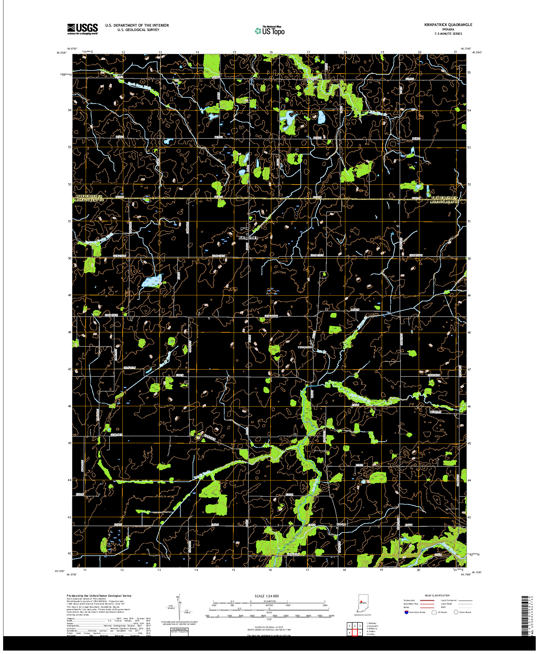 USGS US TOPO 7.5-MINUTE MAP FOR KIRKPATRICK, IN 2019