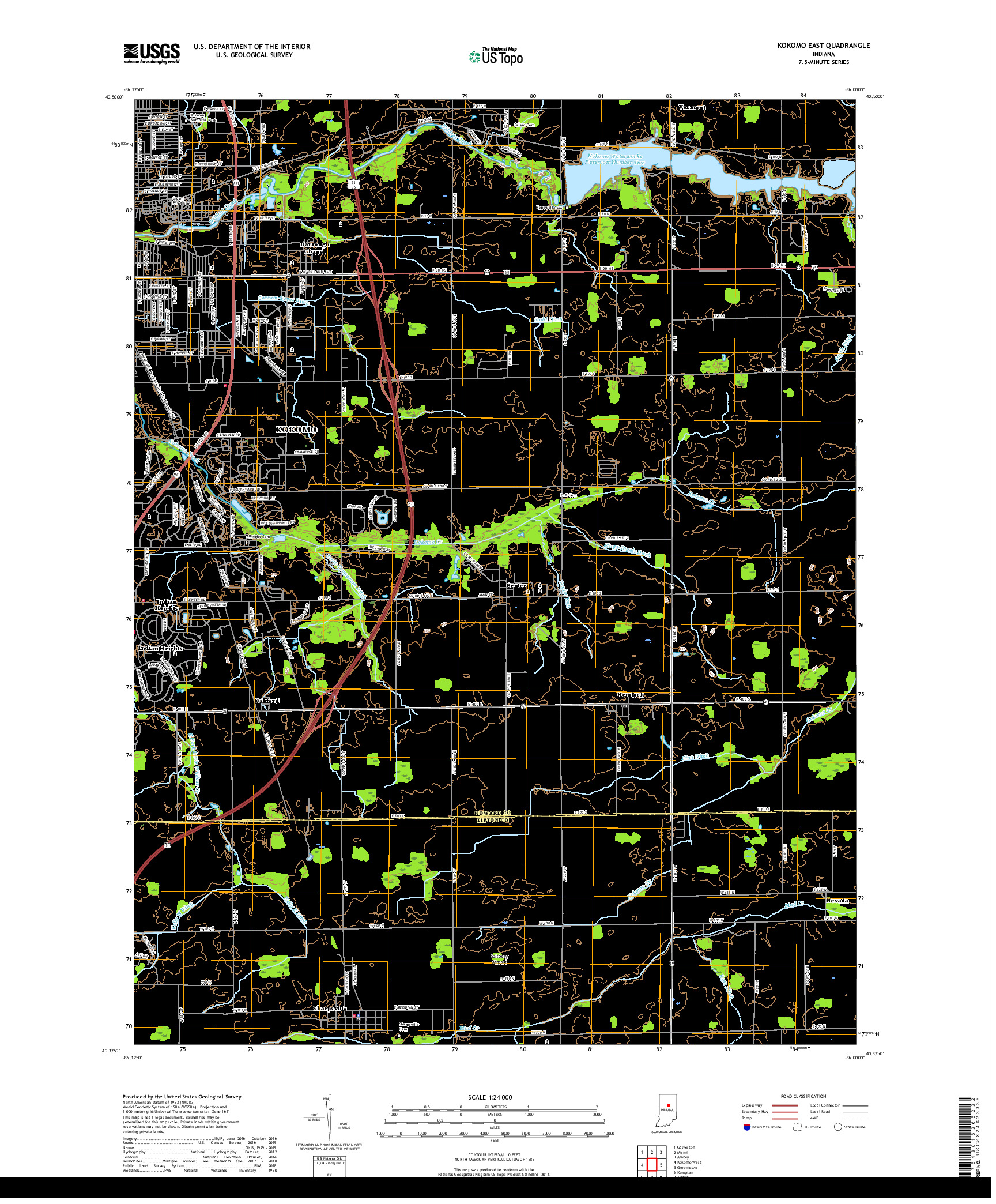 USGS US TOPO 7.5-MINUTE MAP FOR KOKOMO EAST, IN 2019