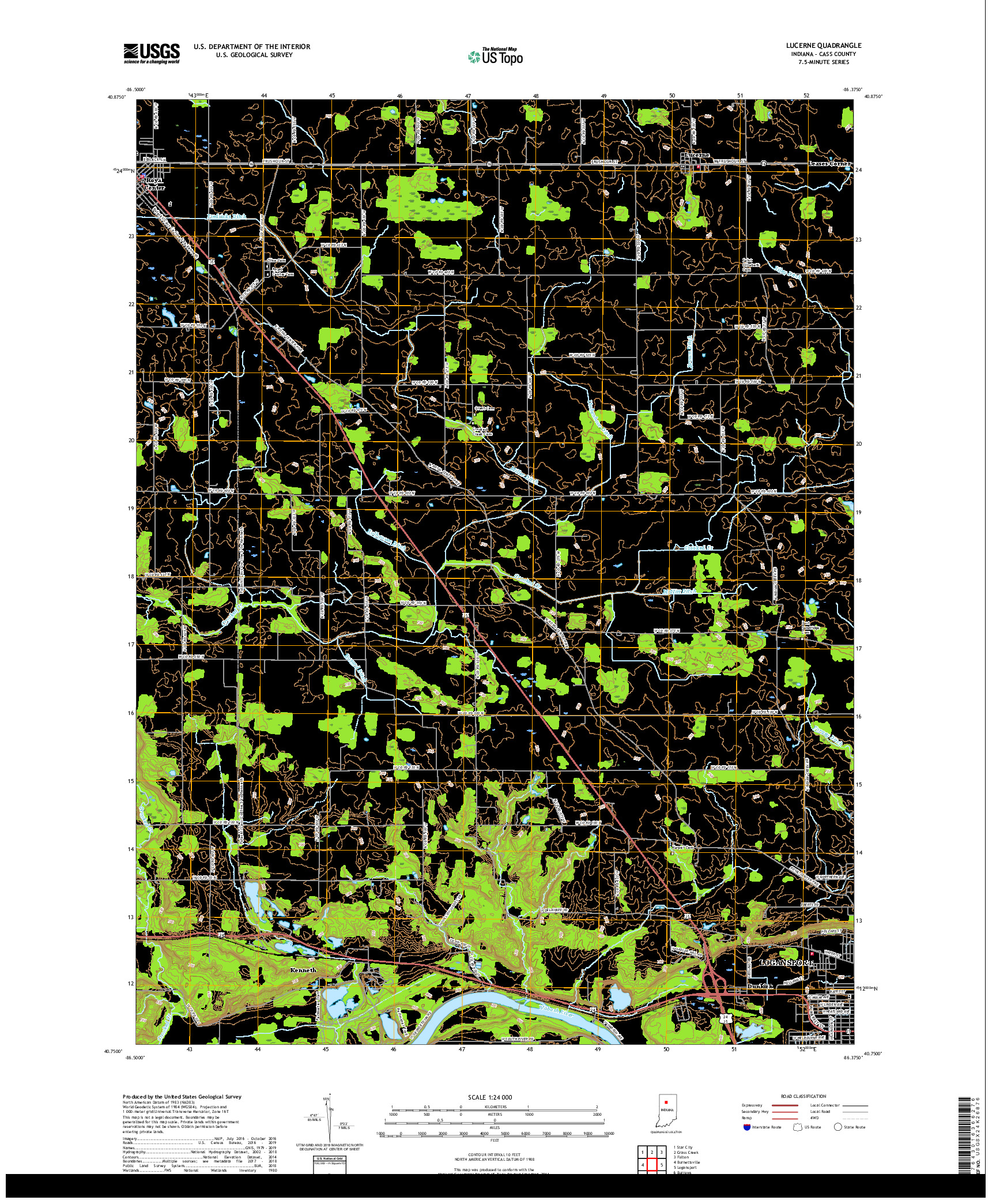 USGS US TOPO 7.5-MINUTE MAP FOR LUCERNE, IN 2019