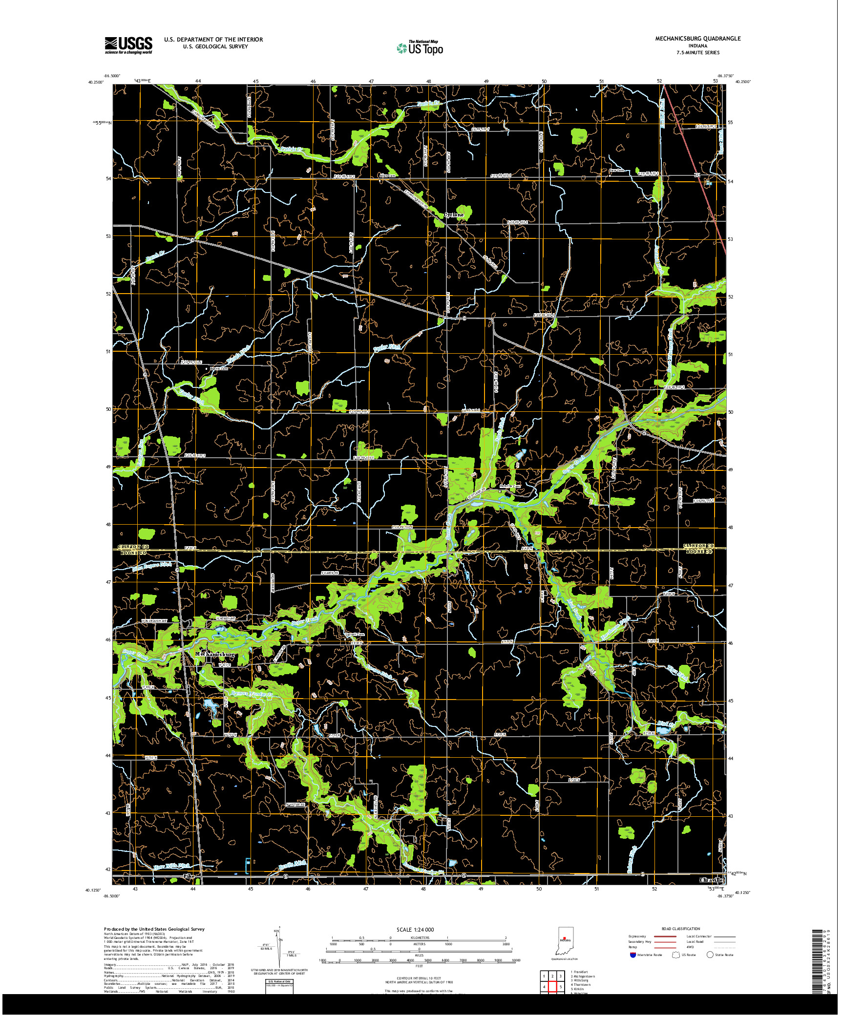 USGS US TOPO 7.5-MINUTE MAP FOR MECHANICSBURG, IN 2019