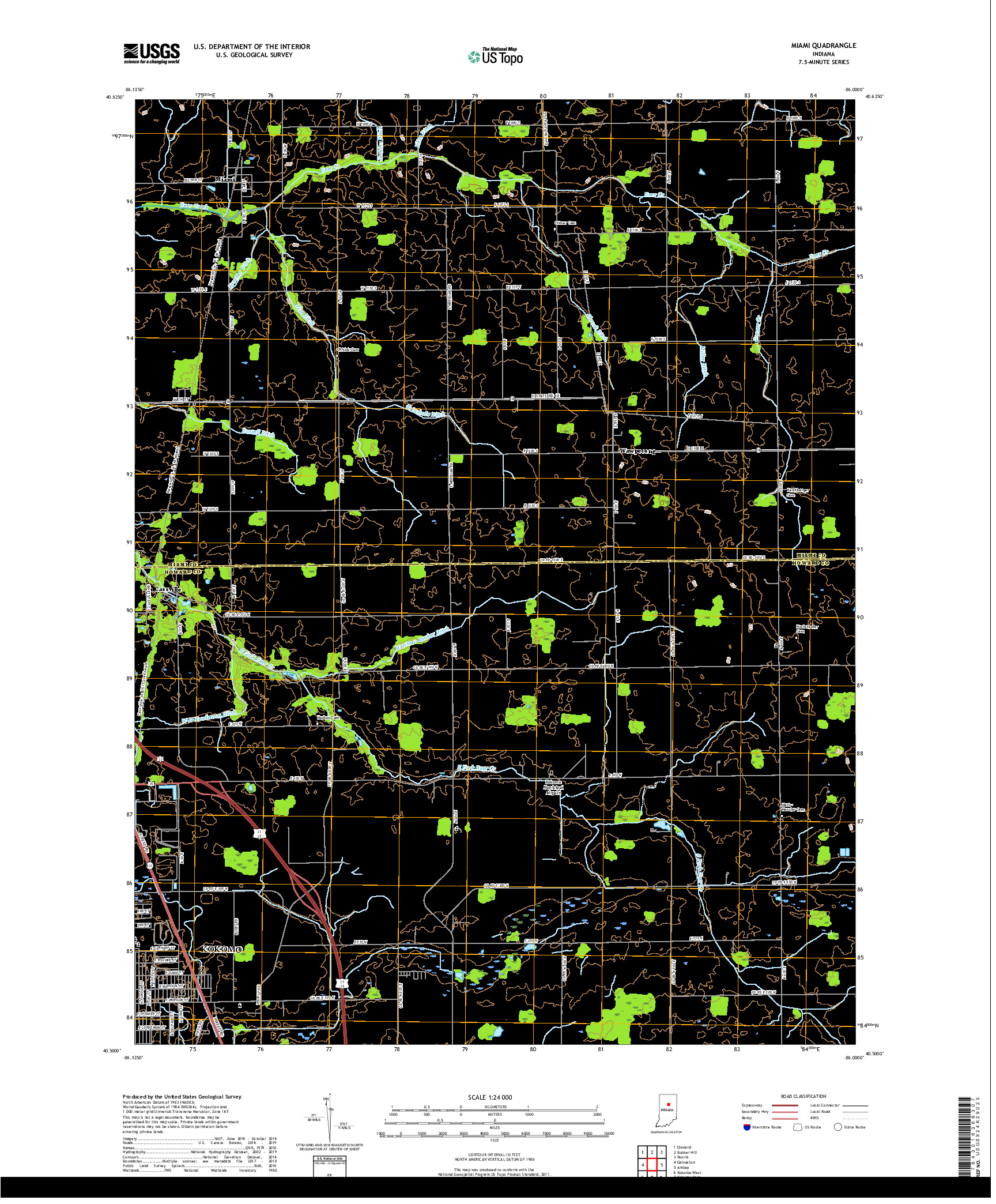 USGS US TOPO 7.5-MINUTE MAP FOR MIAMI, IN 2019