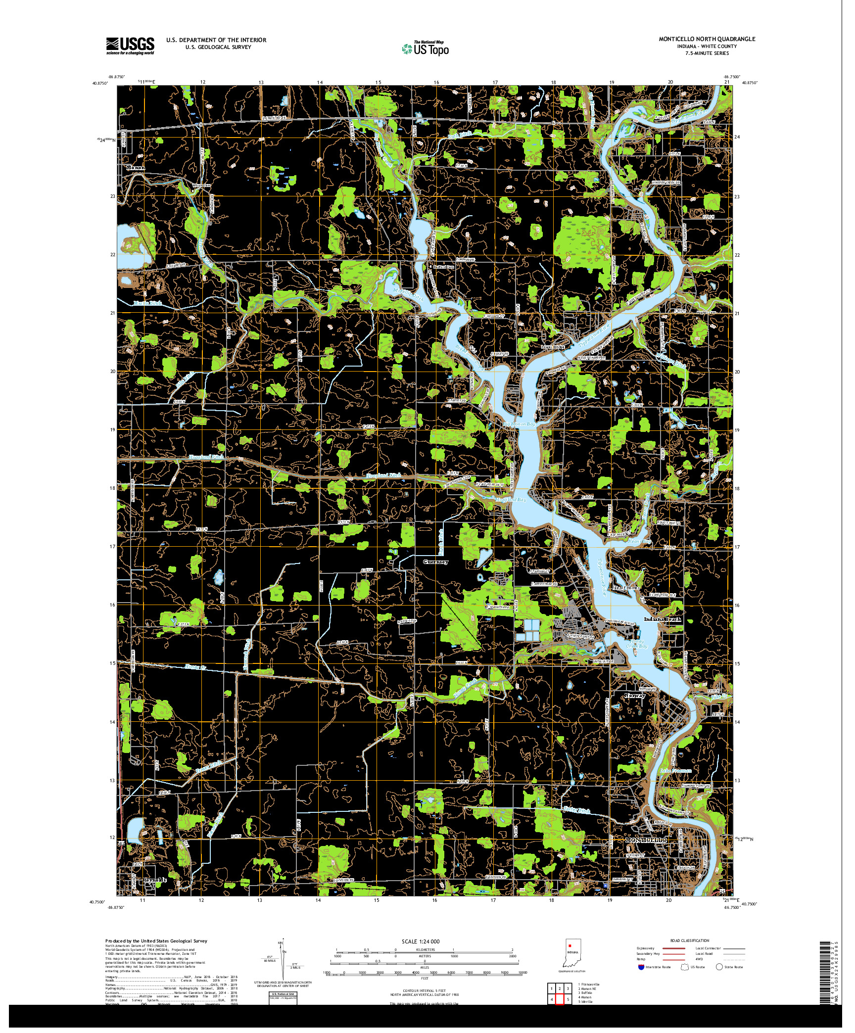 USGS US TOPO 7.5-MINUTE MAP FOR MONTICELLO NORTH, IN 2019