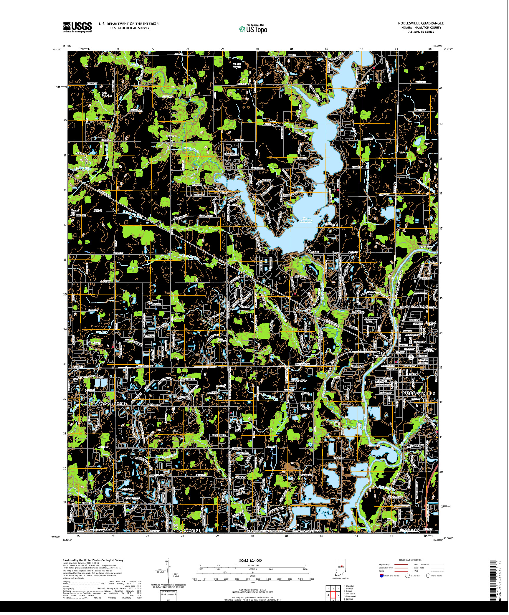 USGS US TOPO 7.5-MINUTE MAP FOR NOBLESVILLE, IN 2019