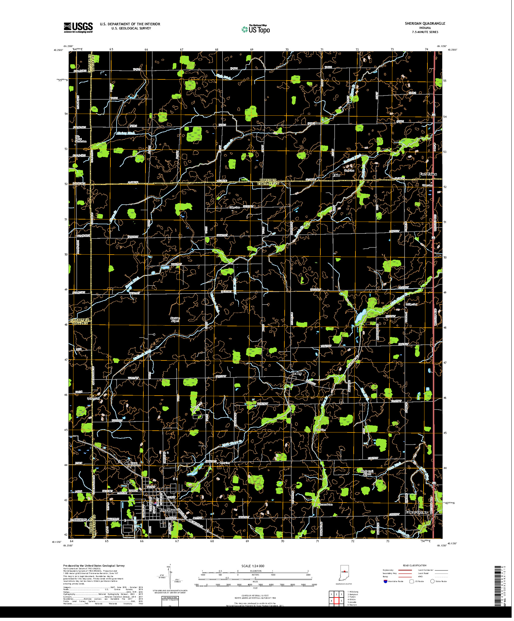 USGS US TOPO 7.5-MINUTE MAP FOR SHERIDAN, IN 2019