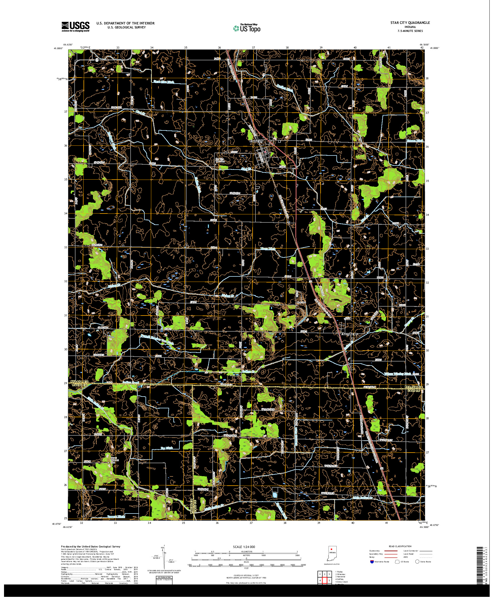 USGS US TOPO 7.5-MINUTE MAP FOR STAR CITY, IN 2019