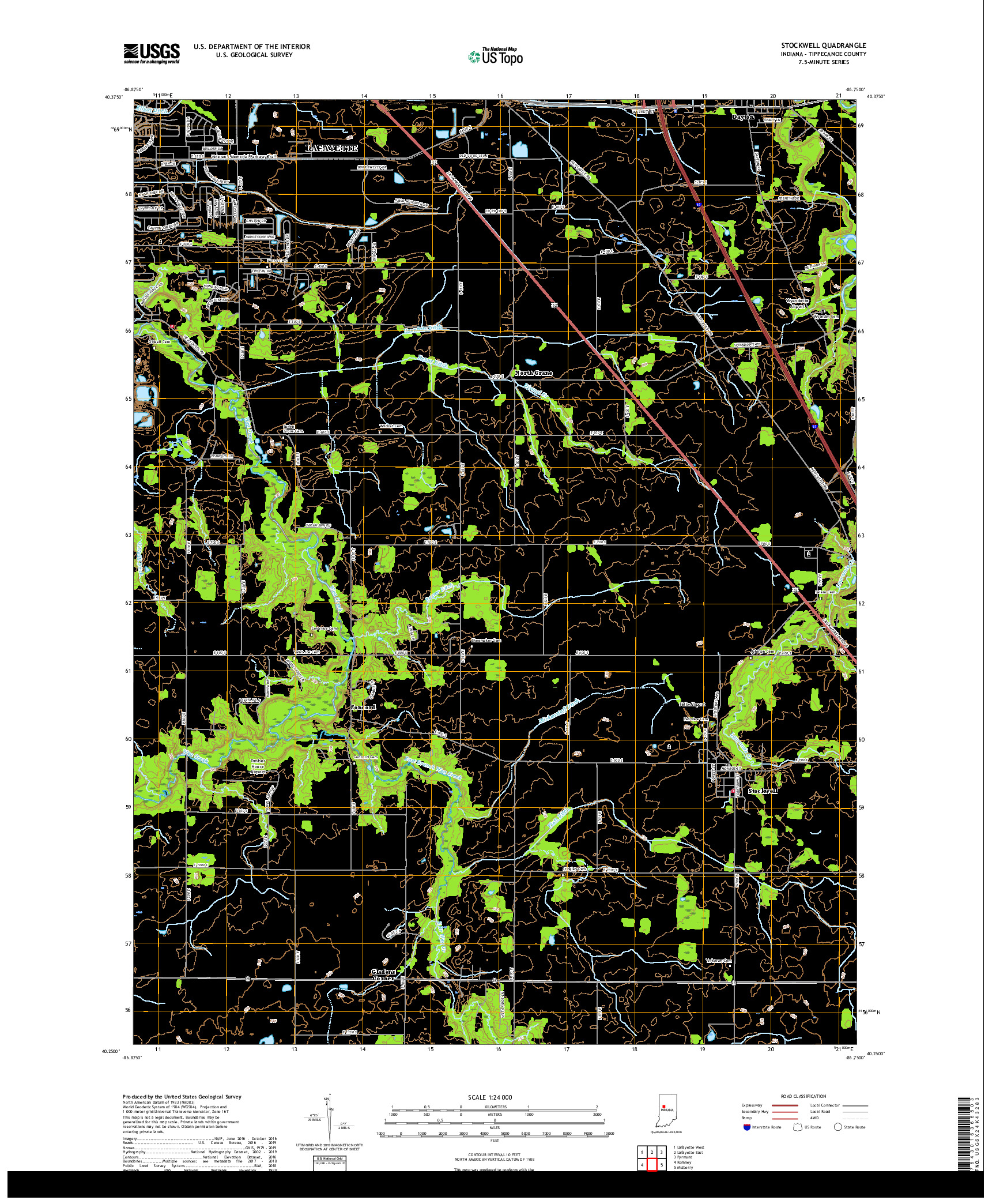 USGS US TOPO 7.5-MINUTE MAP FOR STOCKWELL, IN 2019