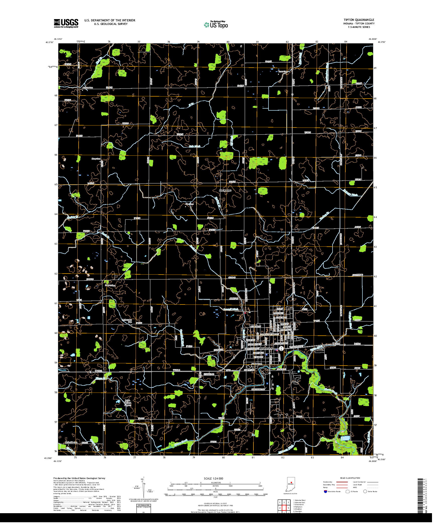 USGS US TOPO 7.5-MINUTE MAP FOR TIPTON, IN 2019