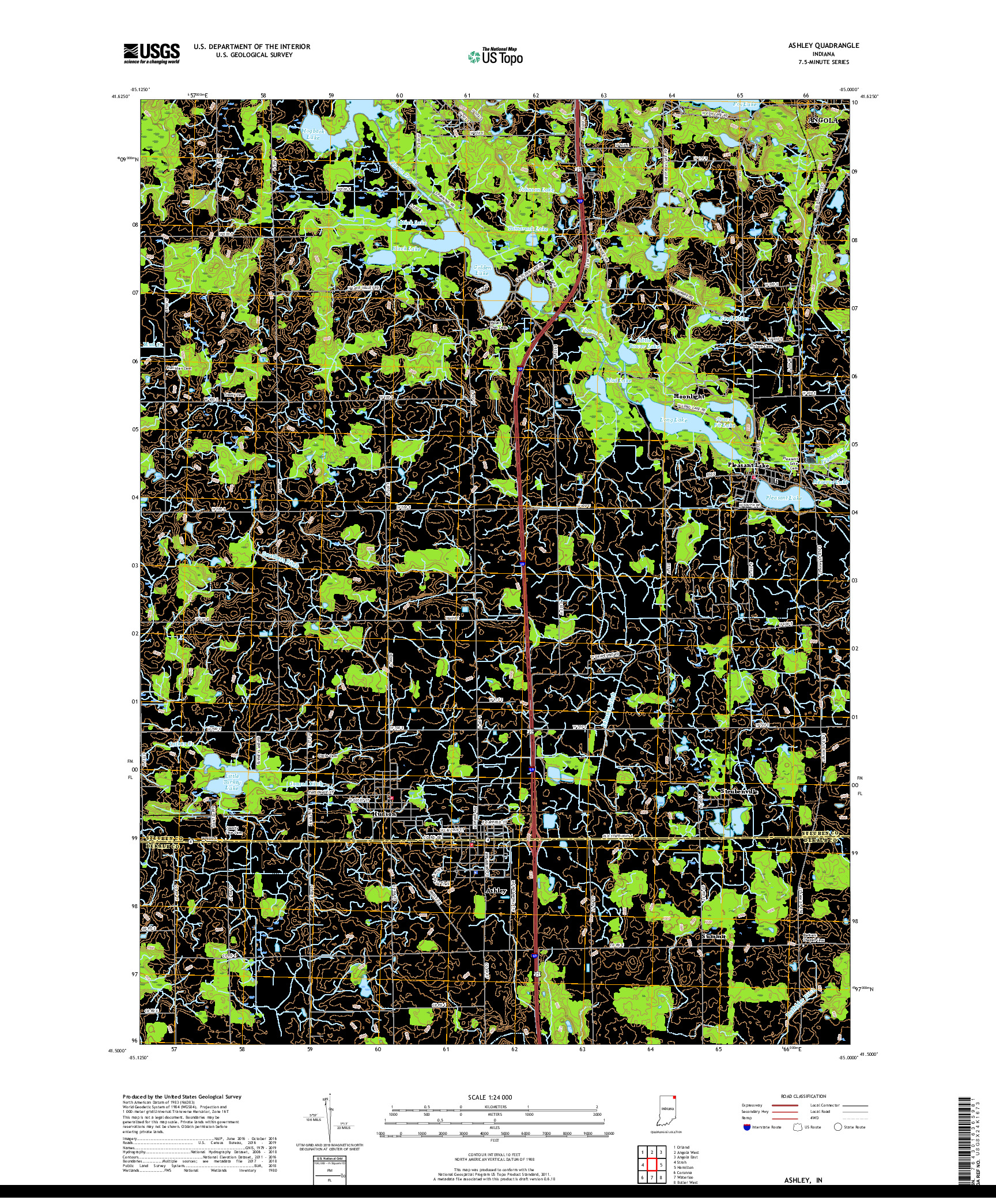 USGS US TOPO 7.5-MINUTE MAP FOR ASHLEY, IN 2019