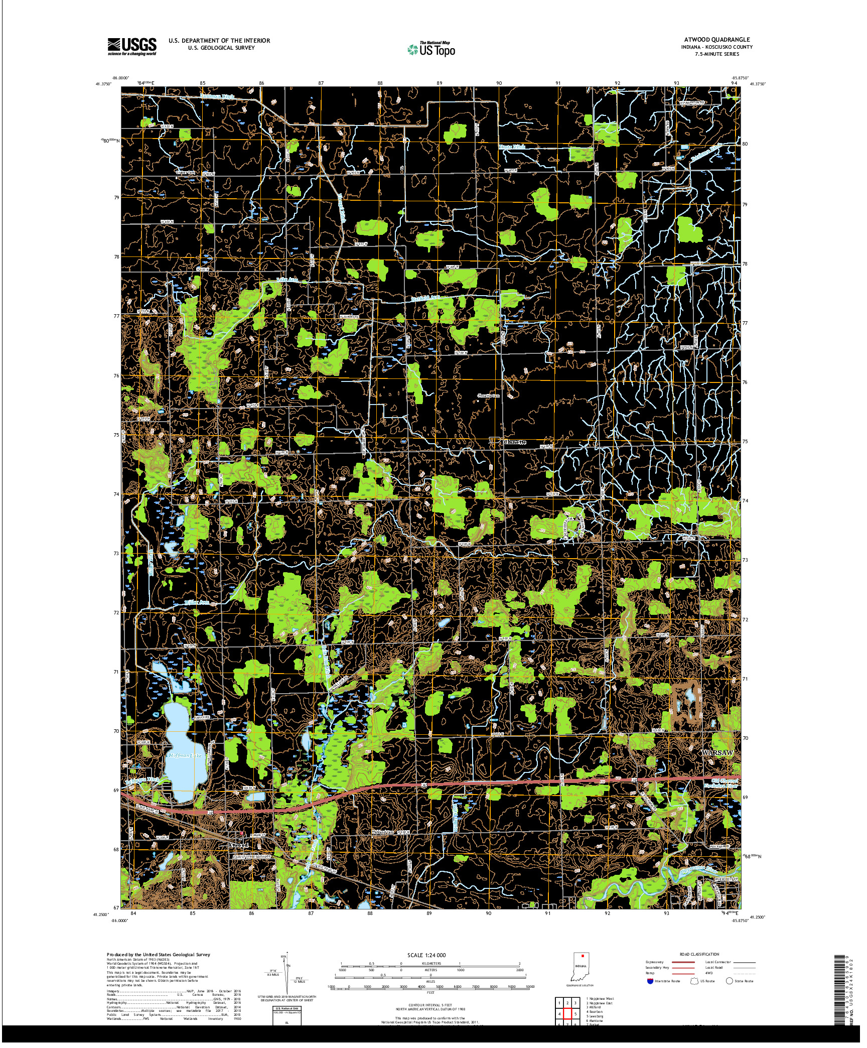 USGS US TOPO 7.5-MINUTE MAP FOR ATWOOD, IN 2019