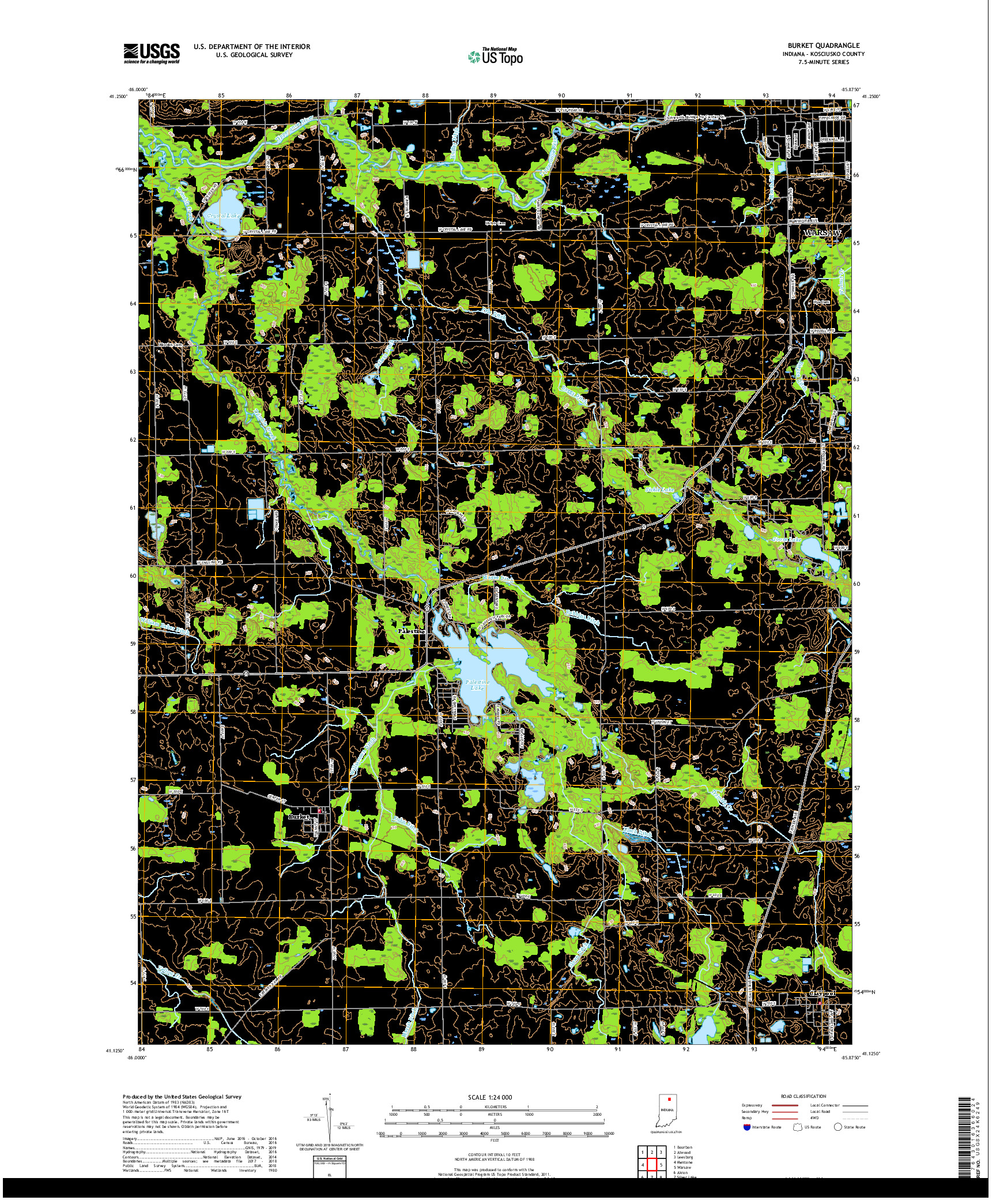 USGS US TOPO 7.5-MINUTE MAP FOR BURKET, IN 2019