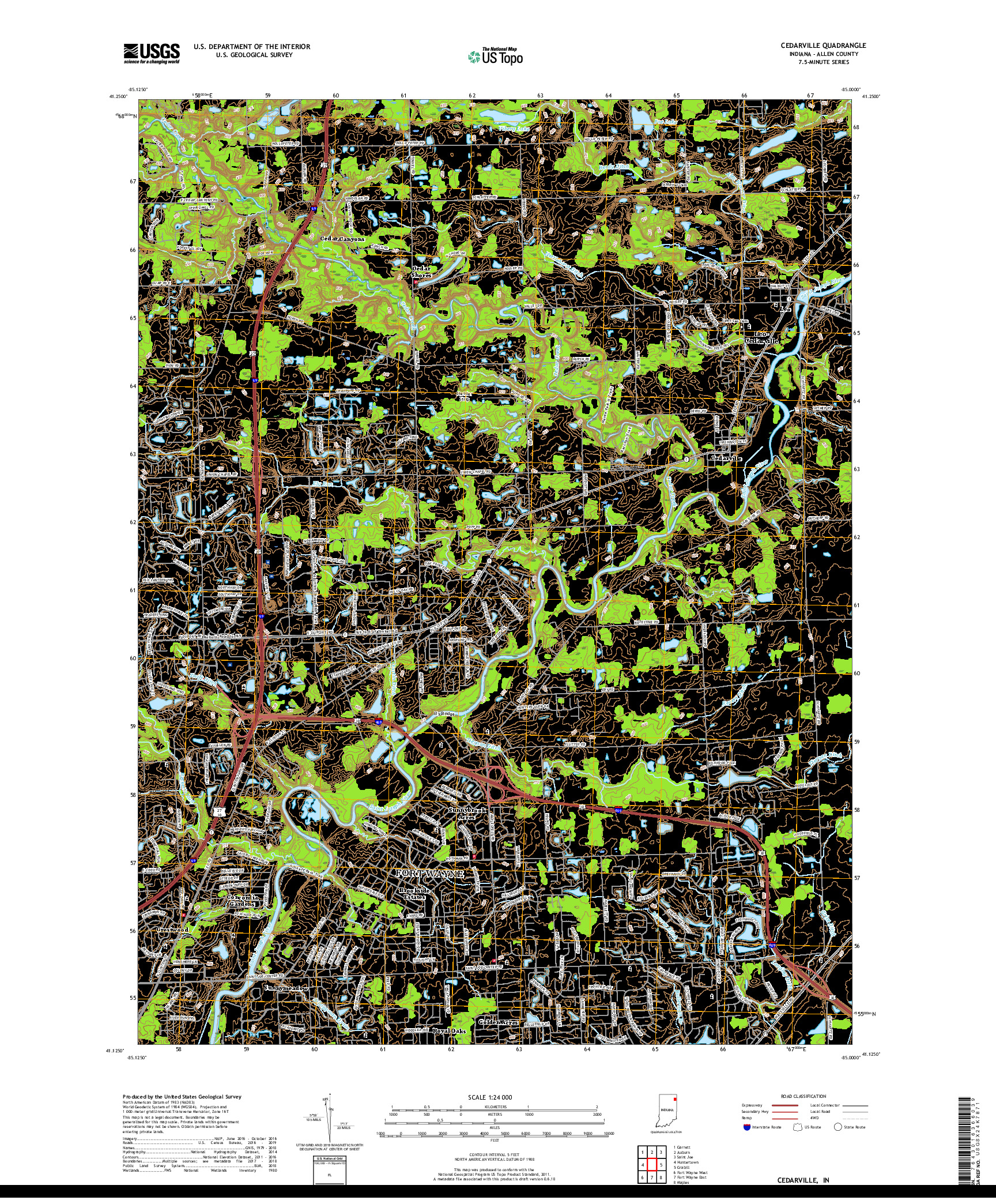 USGS US TOPO 7.5-MINUTE MAP FOR CEDARVILLE, IN 2019