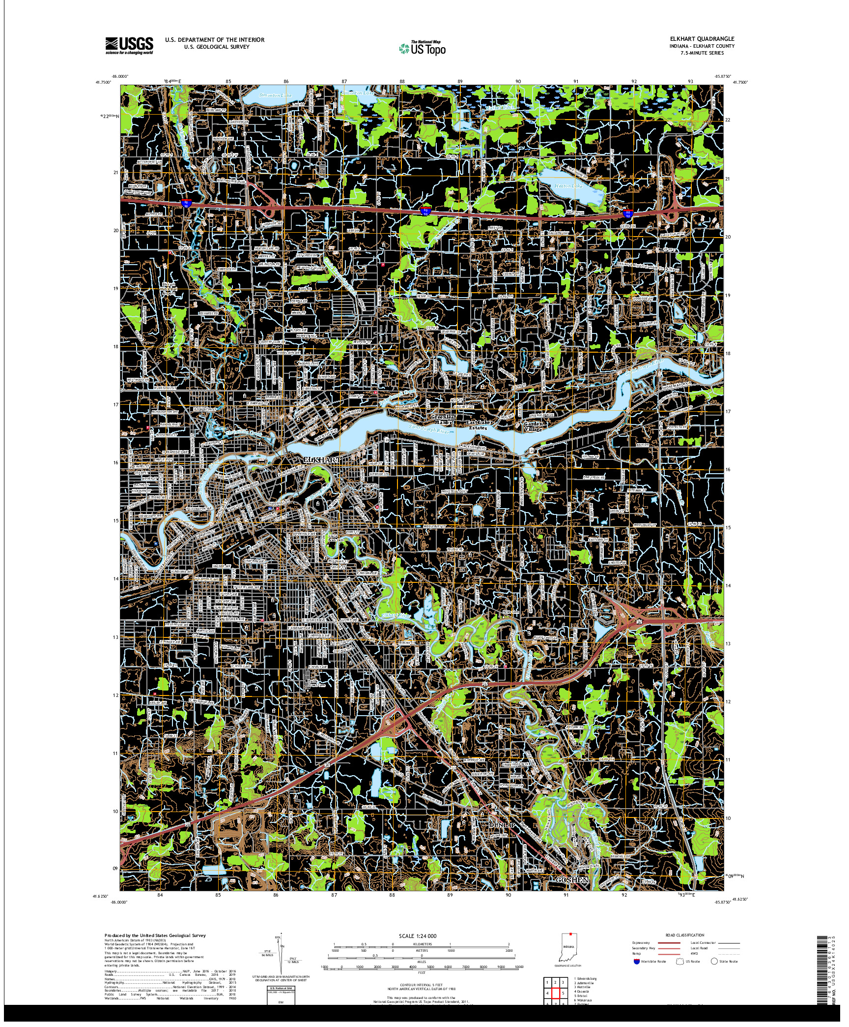 USGS US TOPO 7.5-MINUTE MAP FOR ELKHART, IN 2019