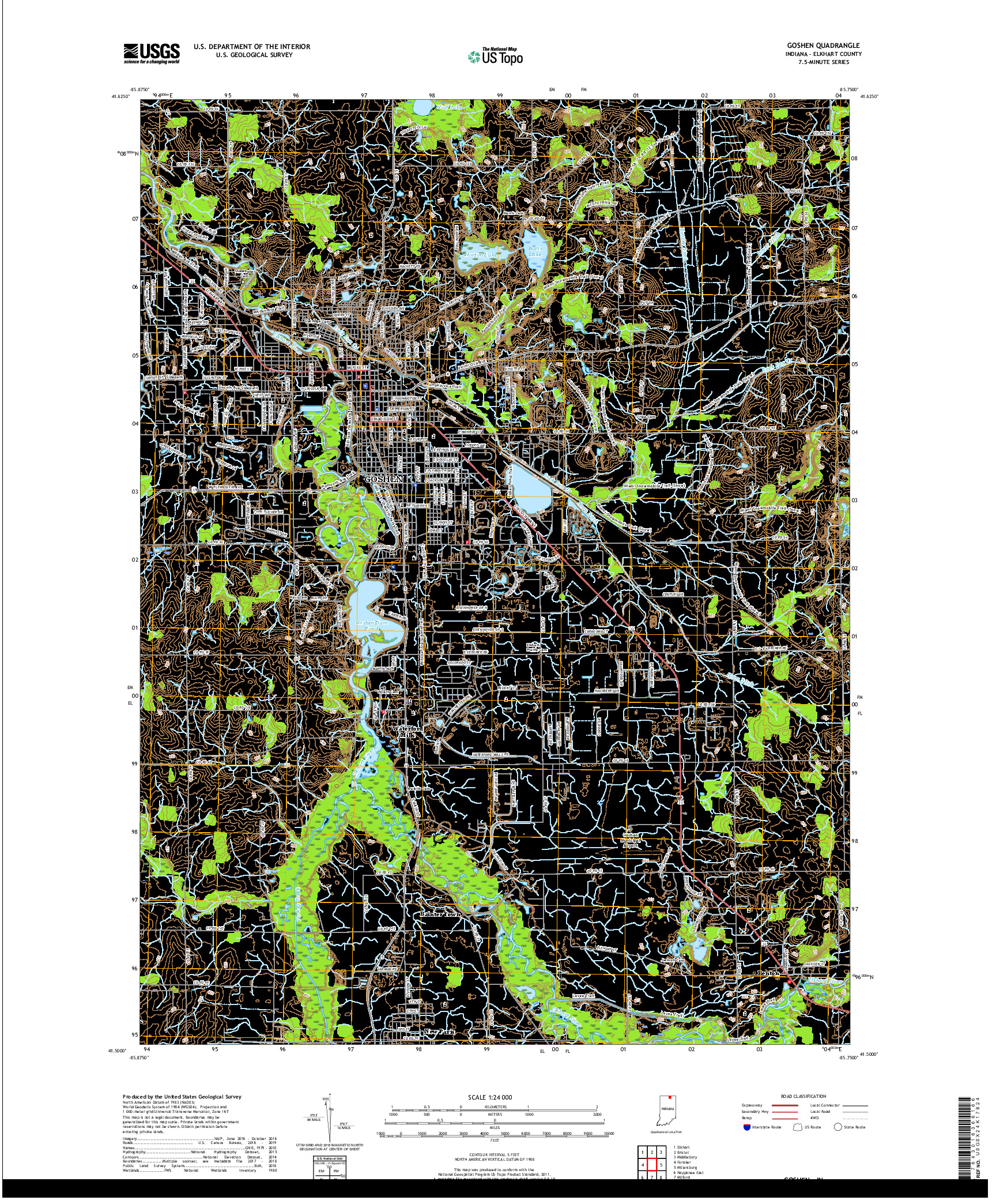 USGS US TOPO 7.5-MINUTE MAP FOR GOSHEN, IN 2019