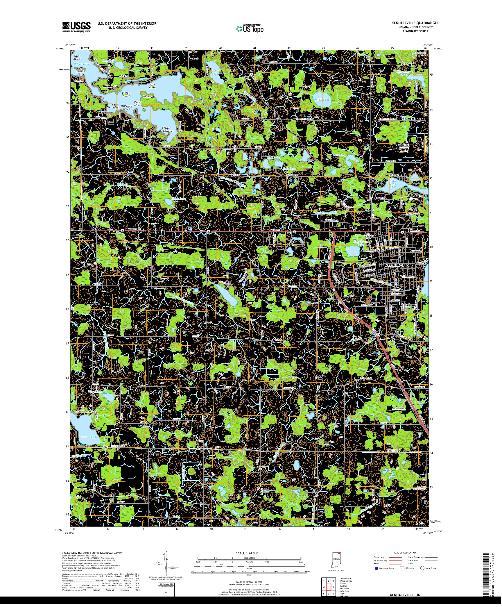 USGS US TOPO 7.5-MINUTE MAP FOR KENDALLVILLE, IN 2019