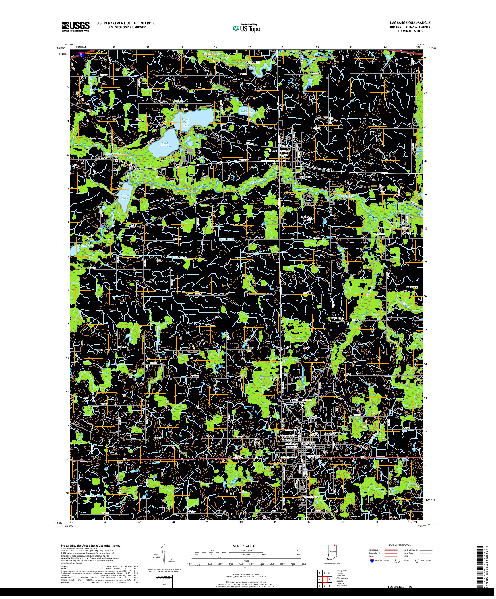 USGS US TOPO 7.5-MINUTE MAP FOR LAGRANGE, IN 2019
