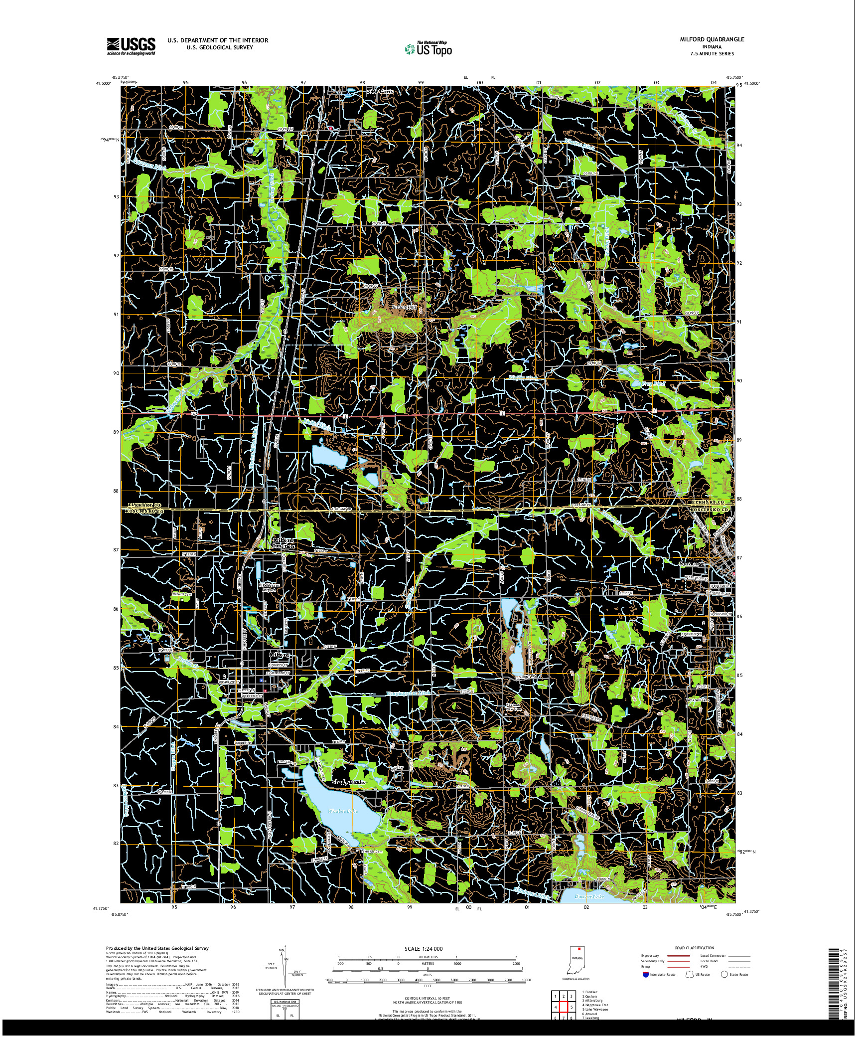 USGS US TOPO 7.5-MINUTE MAP FOR MILFORD, IN 2019