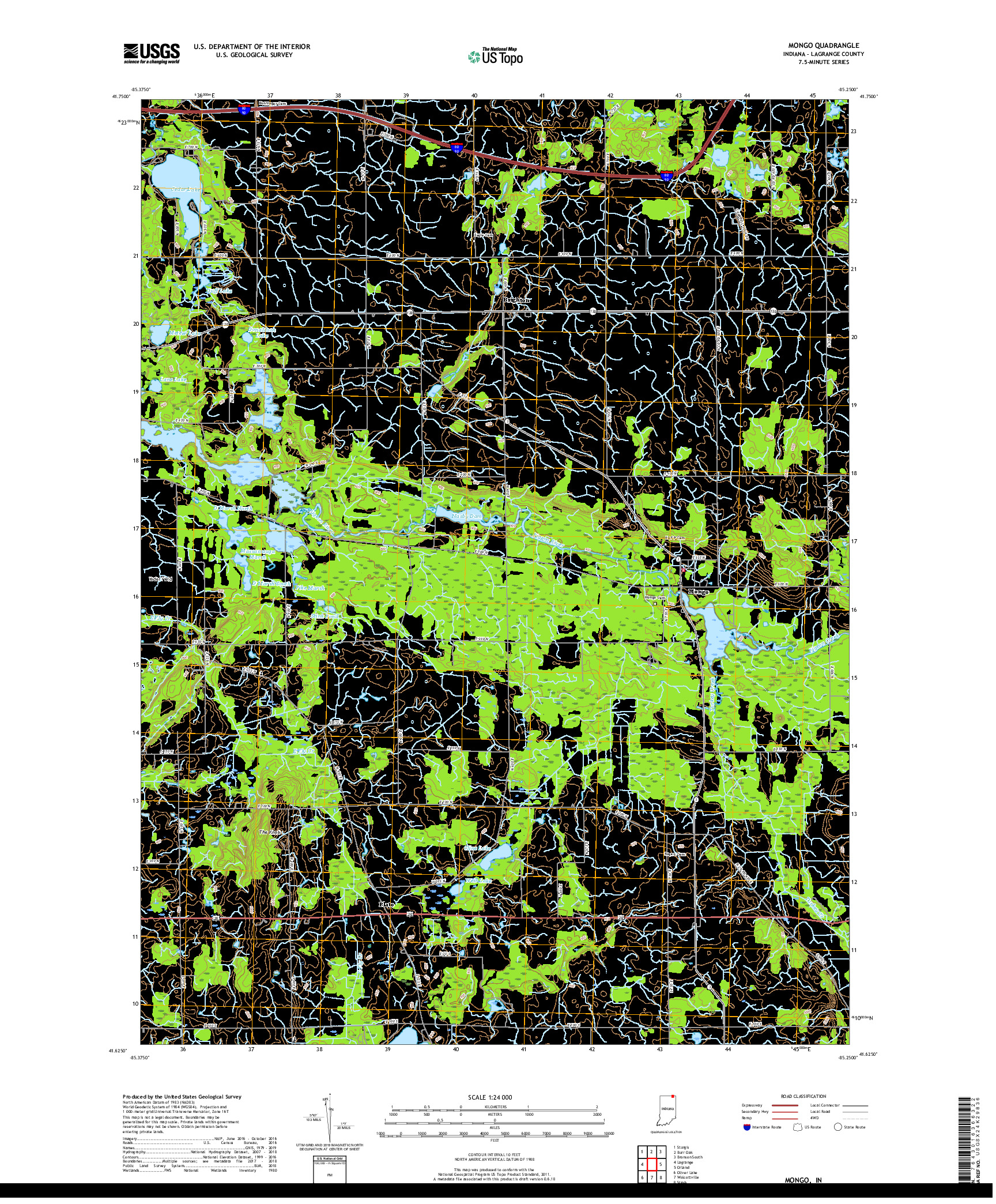 USGS US TOPO 7.5-MINUTE MAP FOR MONGO, IN 2019