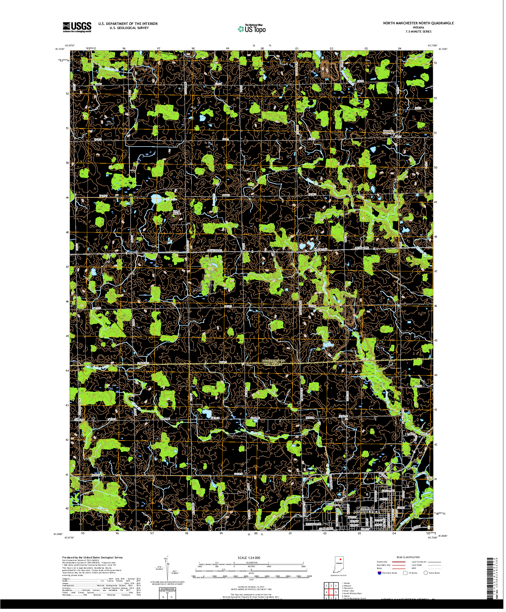 USGS US TOPO 7.5-MINUTE MAP FOR NORTH MANCHESTER NORTH, IN 2019