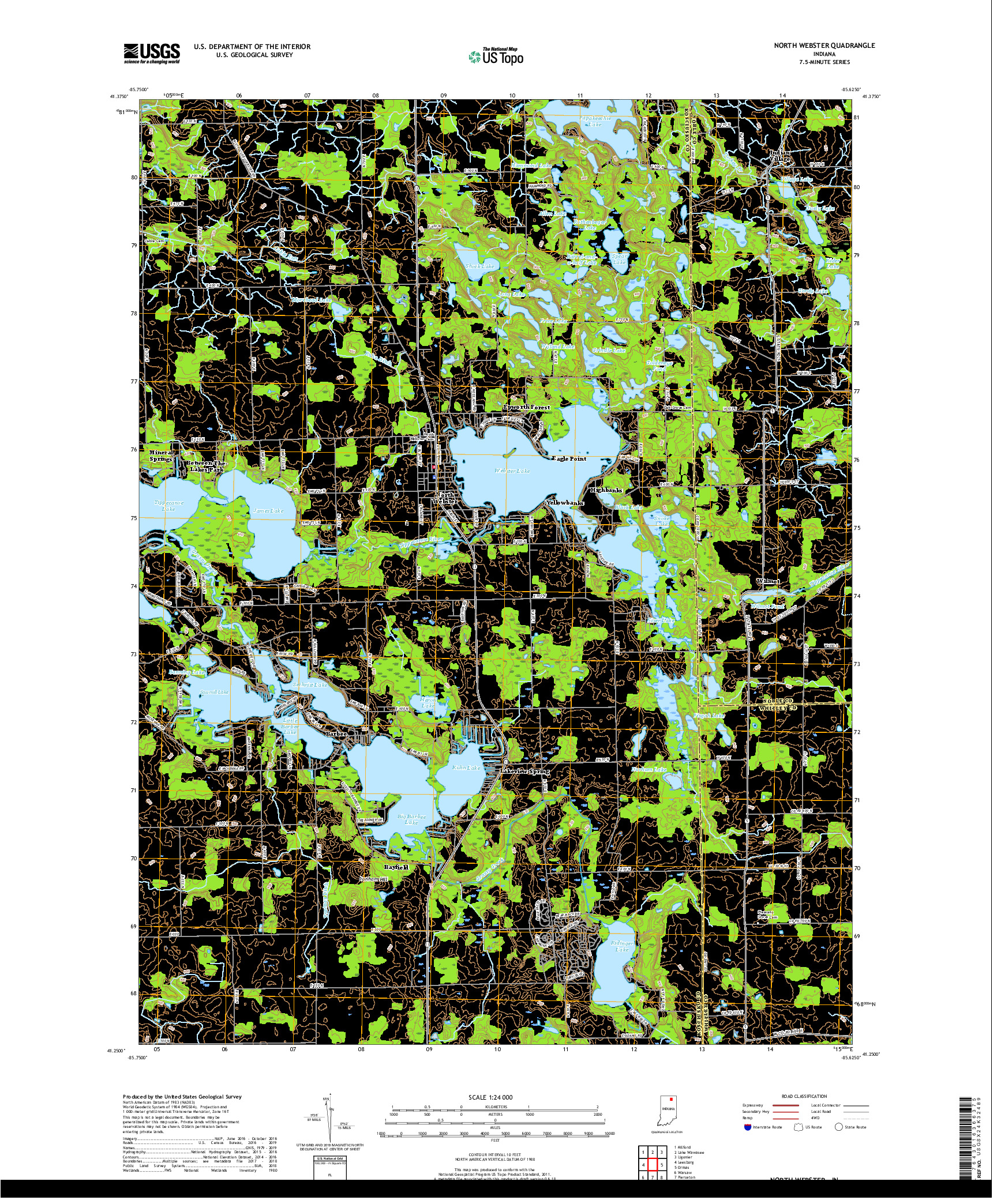 USGS US TOPO 7.5-MINUTE MAP FOR NORTH WEBSTER, IN 2019