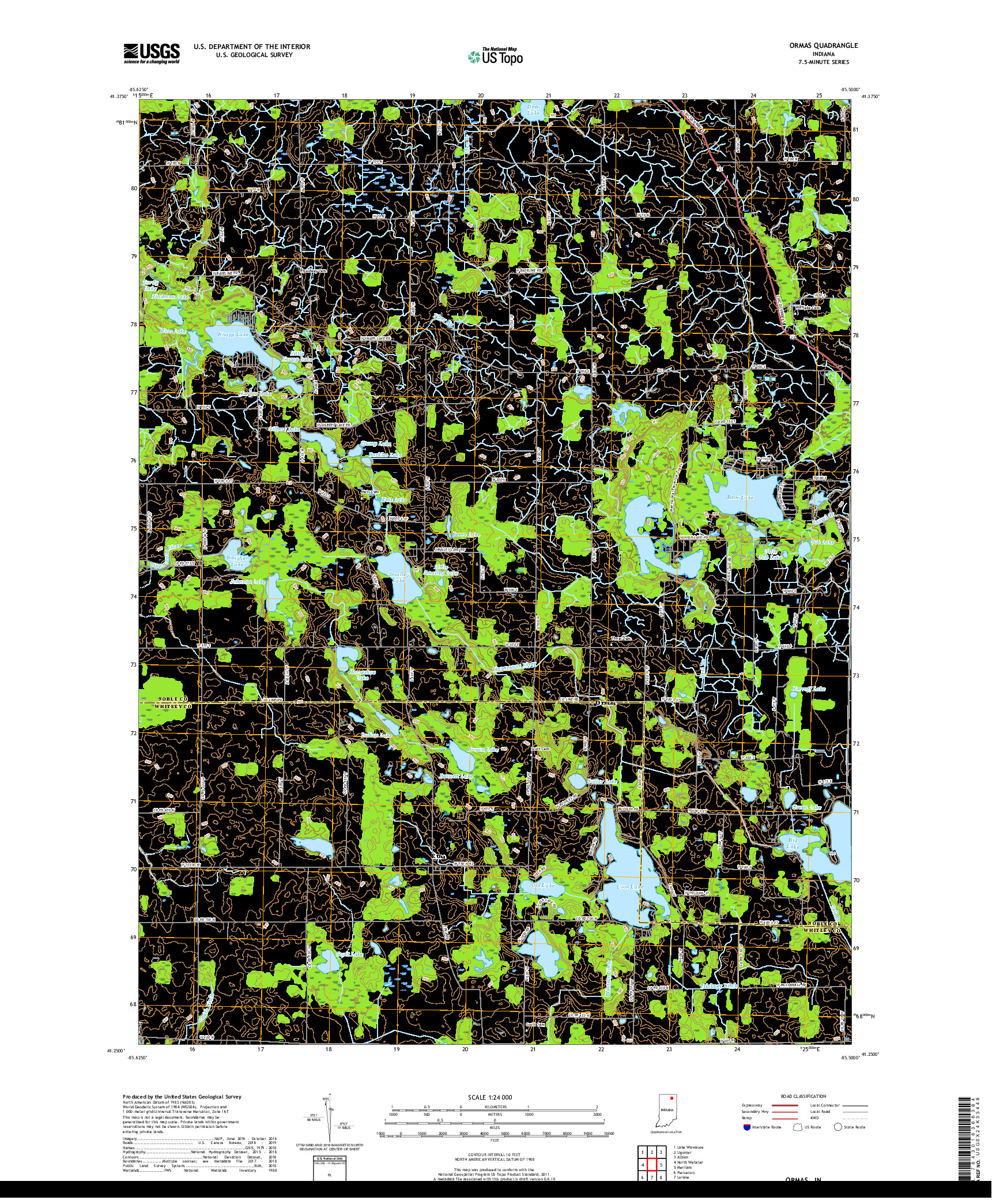 USGS US TOPO 7.5-MINUTE MAP FOR ORMAS, IN 2019