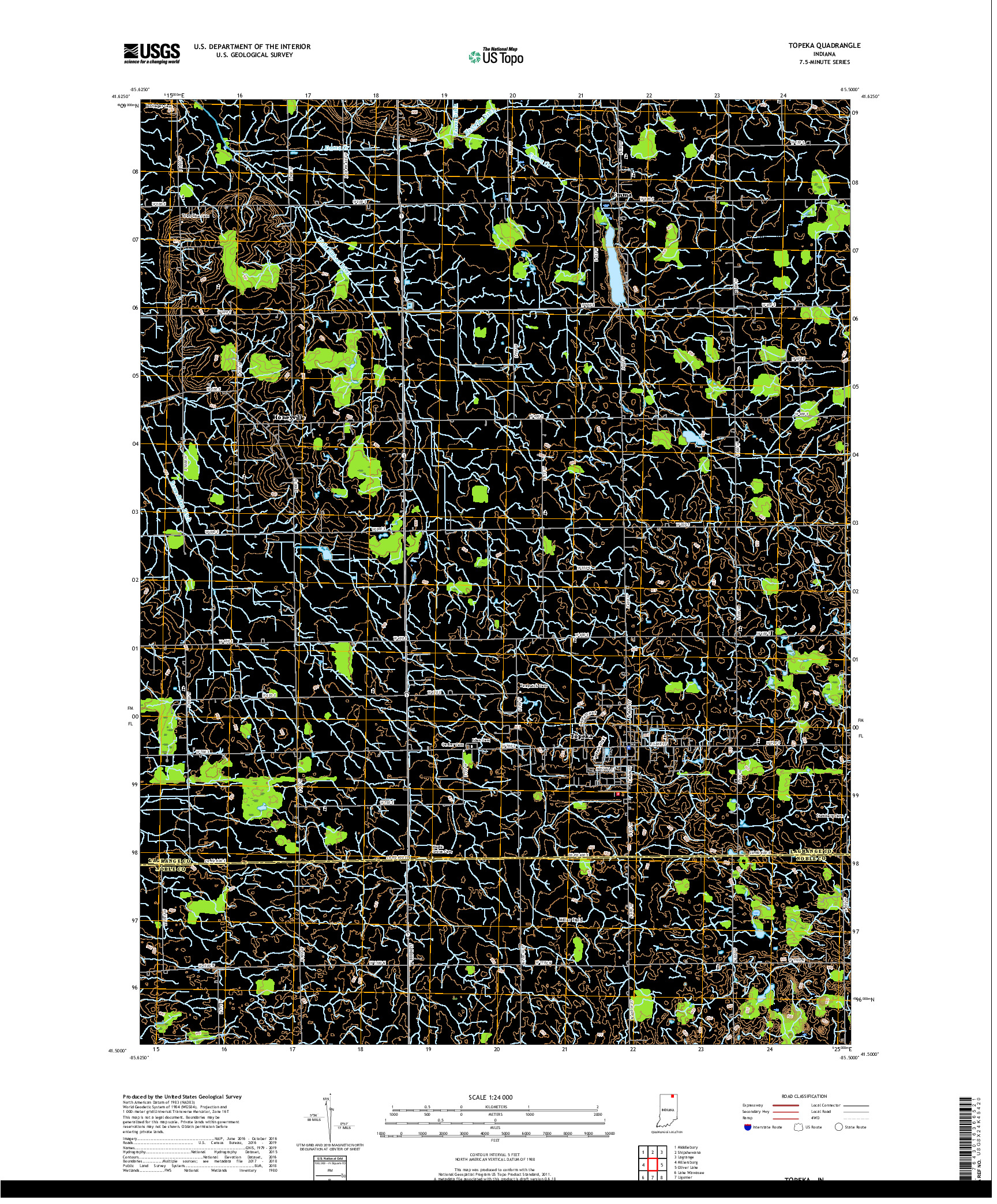 USGS US TOPO 7.5-MINUTE MAP FOR TOPEKA, IN 2019