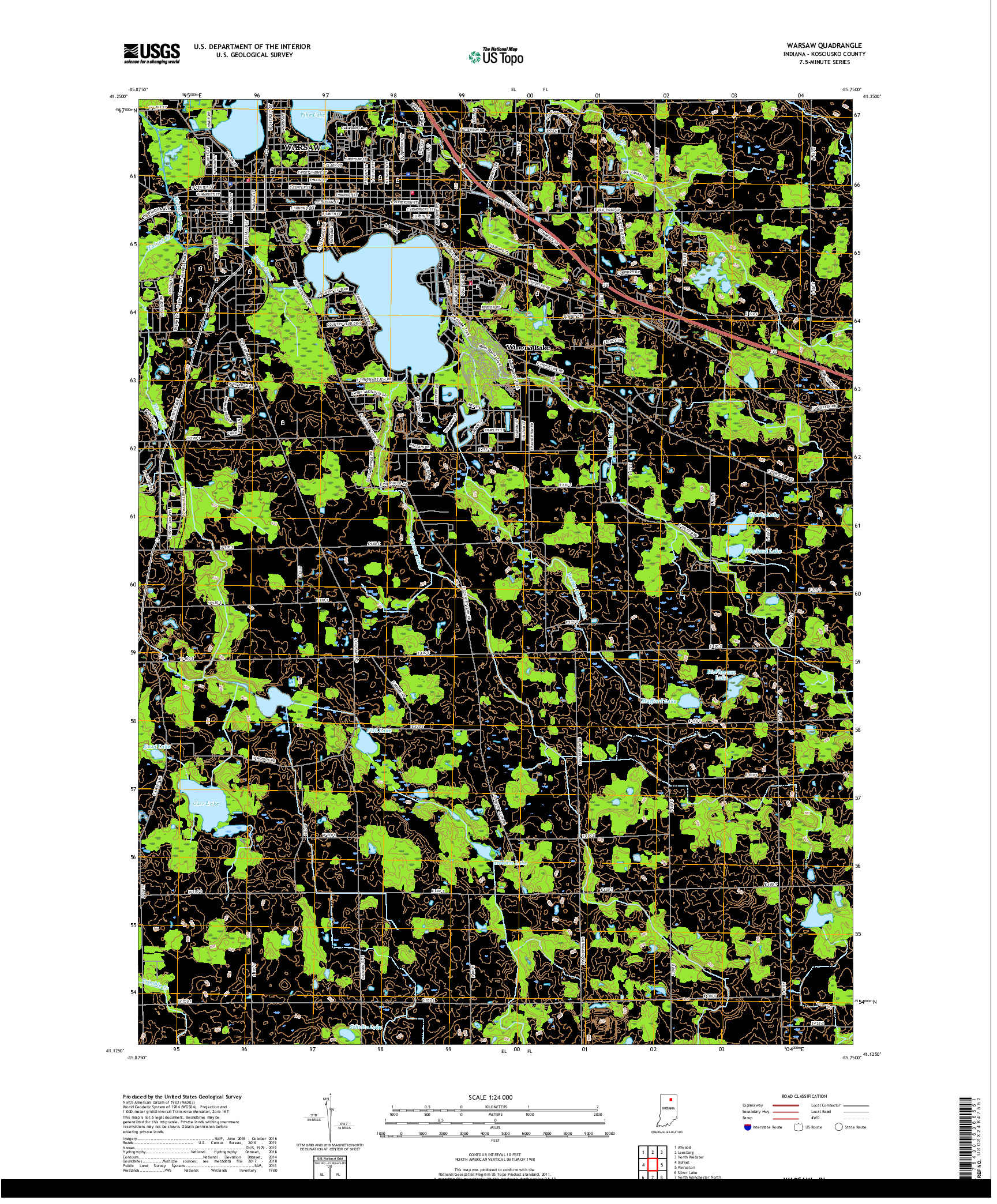 USGS US TOPO 7.5-MINUTE MAP FOR WARSAW, IN 2019