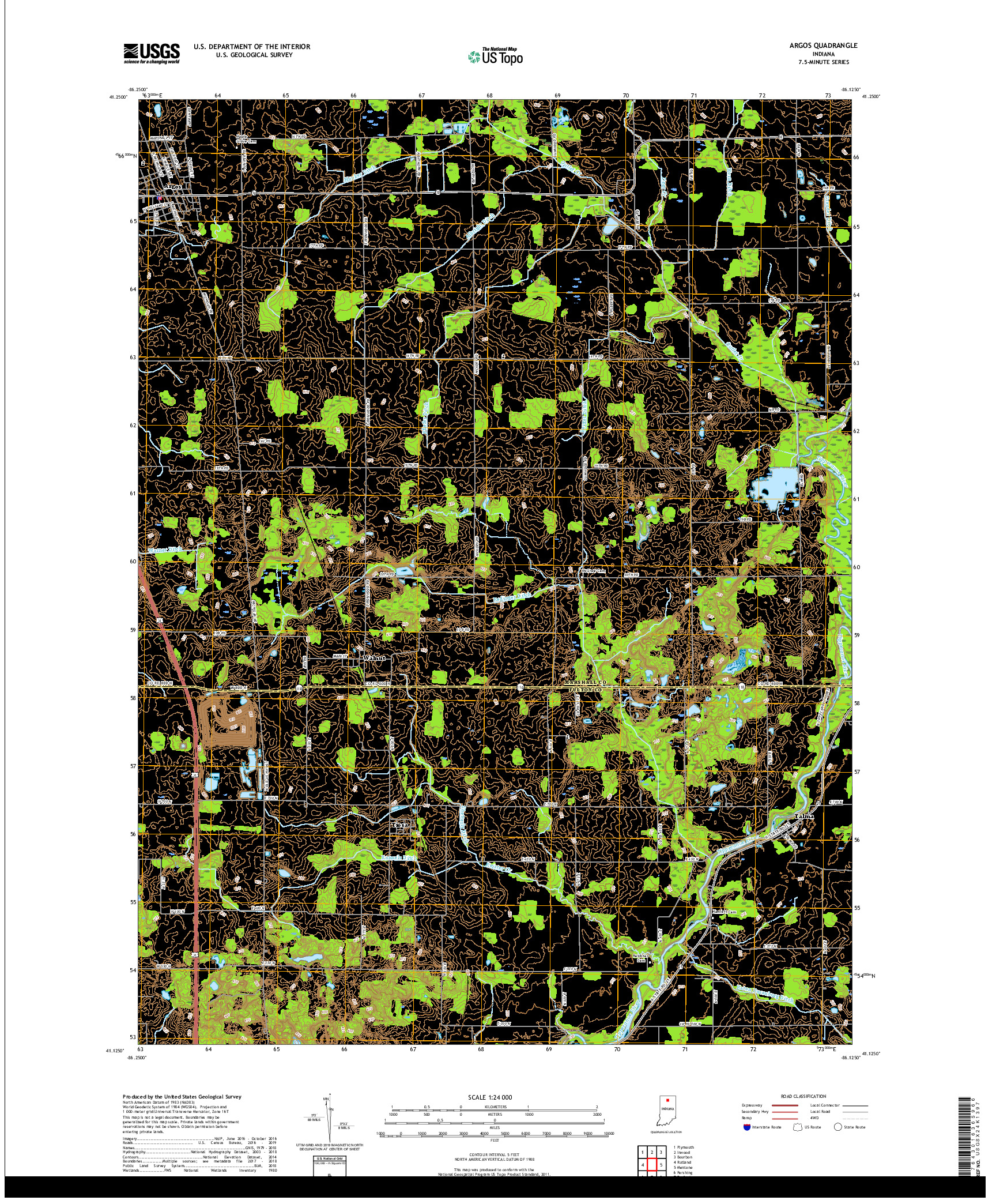 USGS US TOPO 7.5-MINUTE MAP FOR ARGOS, IN 2019