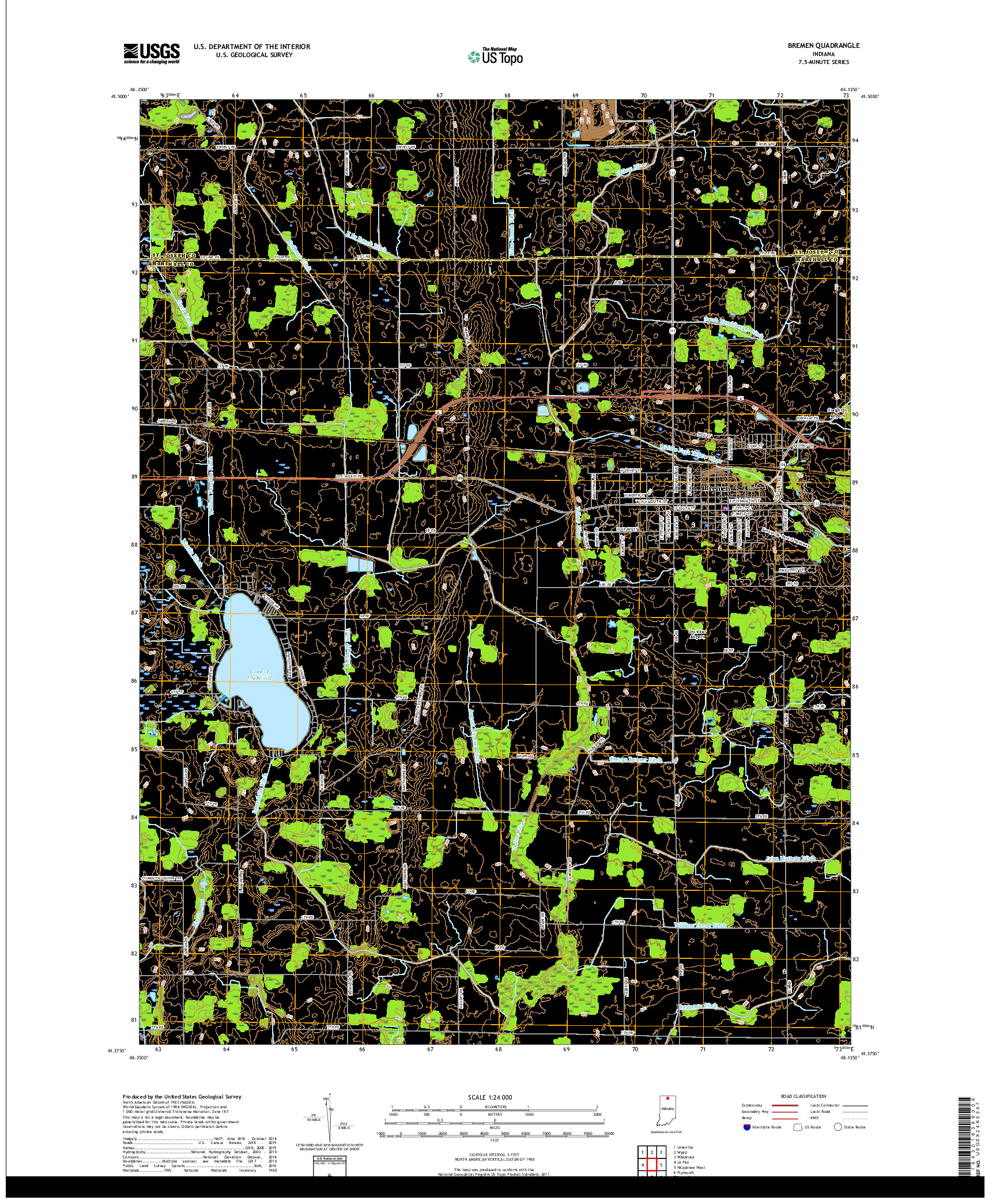 USGS US TOPO 7.5-MINUTE MAP FOR BREMEN, IN 2019