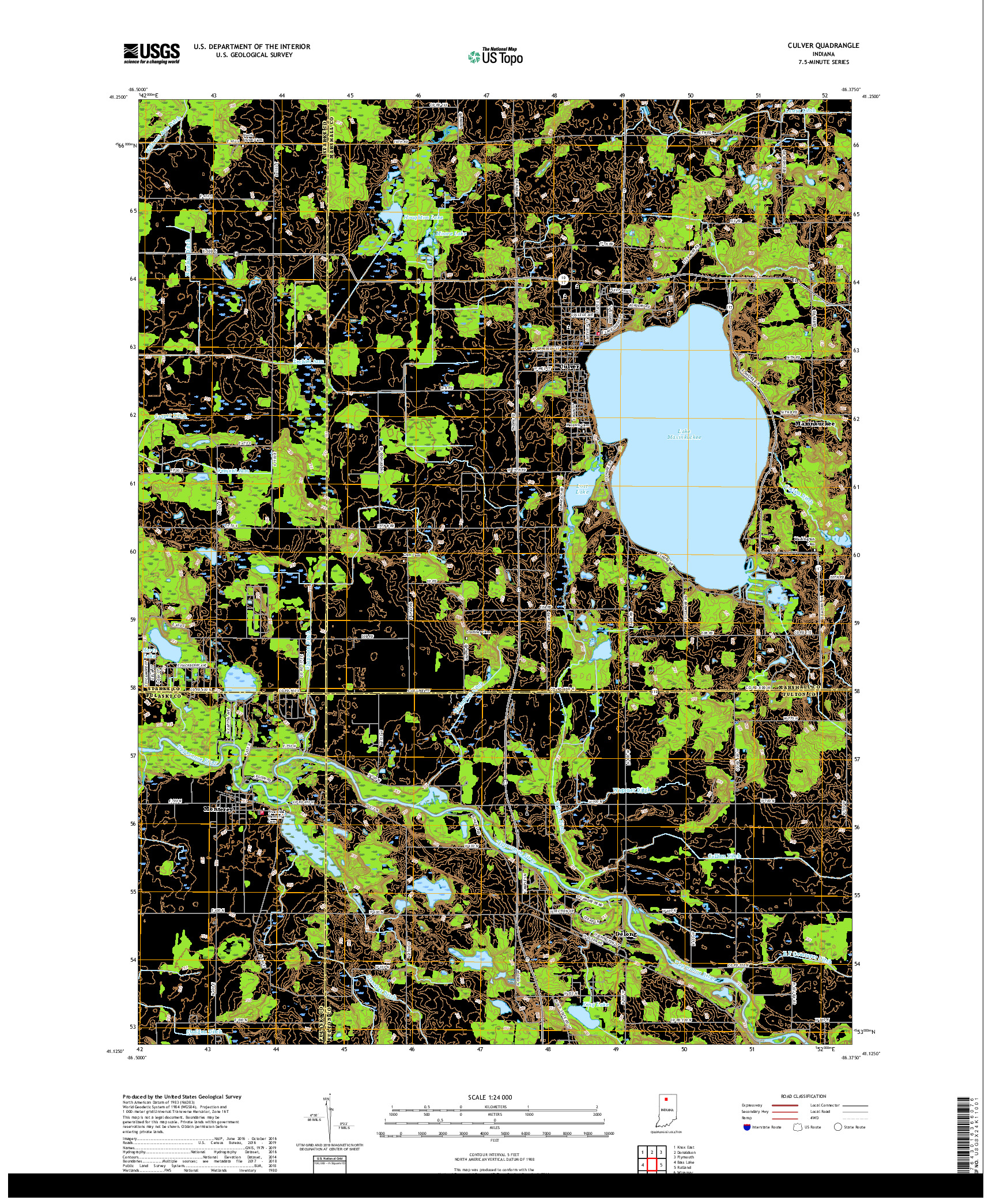 USGS US TOPO 7.5-MINUTE MAP FOR CULVER, IN 2019