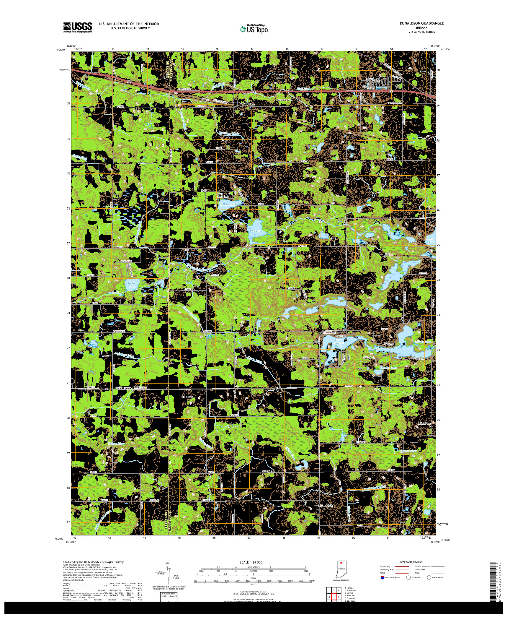 USGS US TOPO 7.5-MINUTE MAP FOR DONALDSON, IN 2019