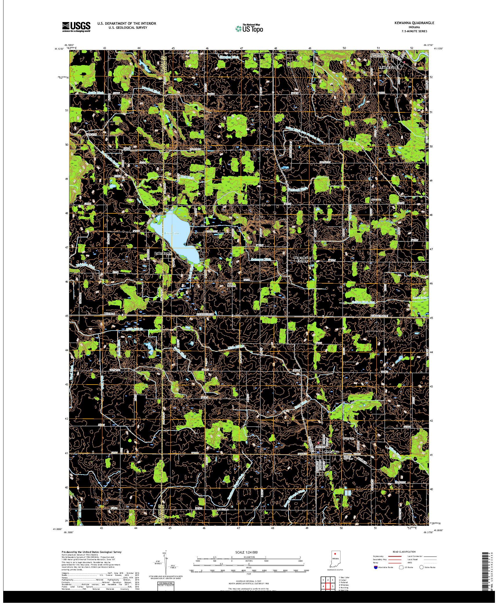 USGS US TOPO 7.5-MINUTE MAP FOR KEWANNA, IN 2019