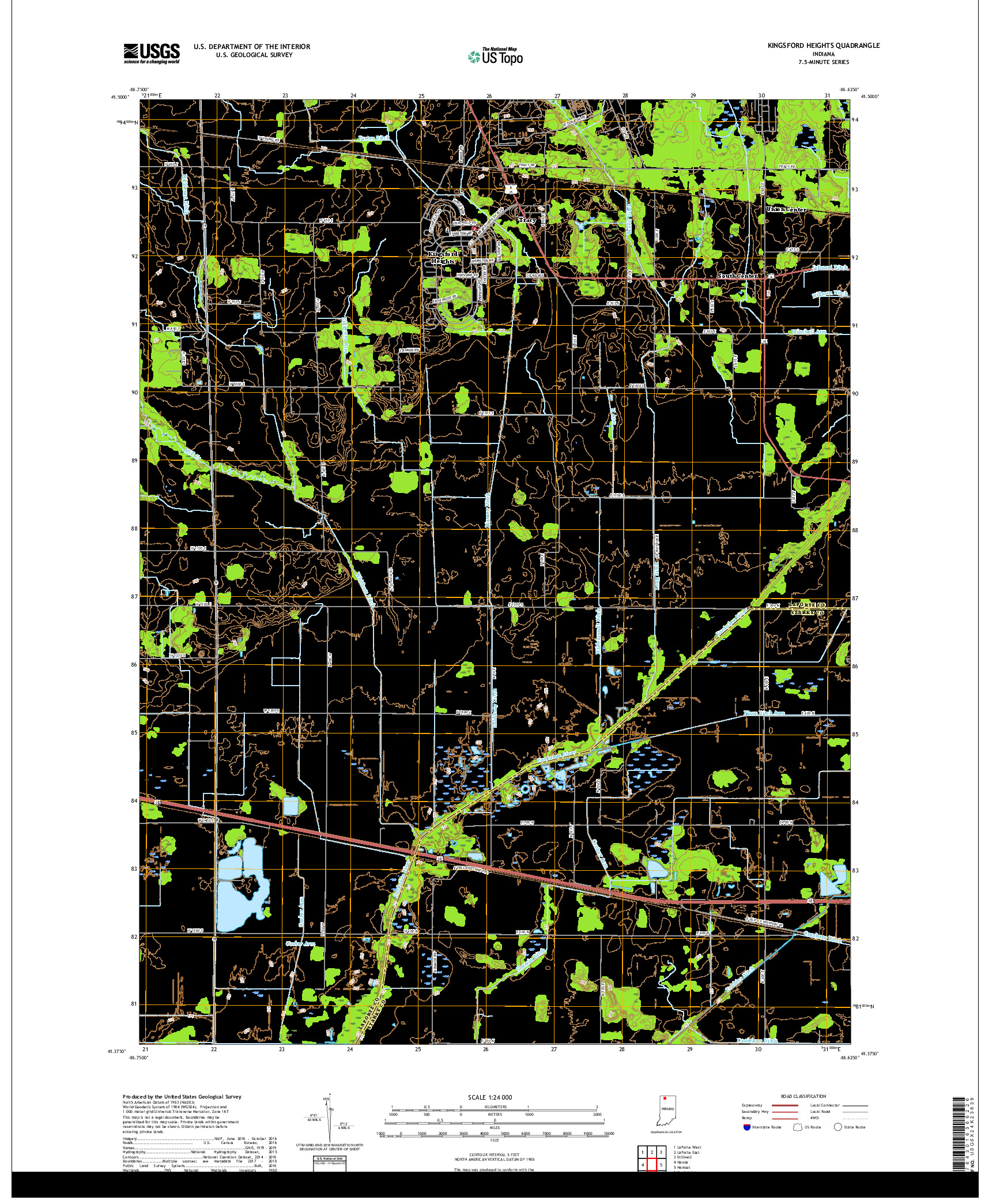 USGS US TOPO 7.5-MINUTE MAP FOR KINGSFORD HEIGHTS, IN 2019