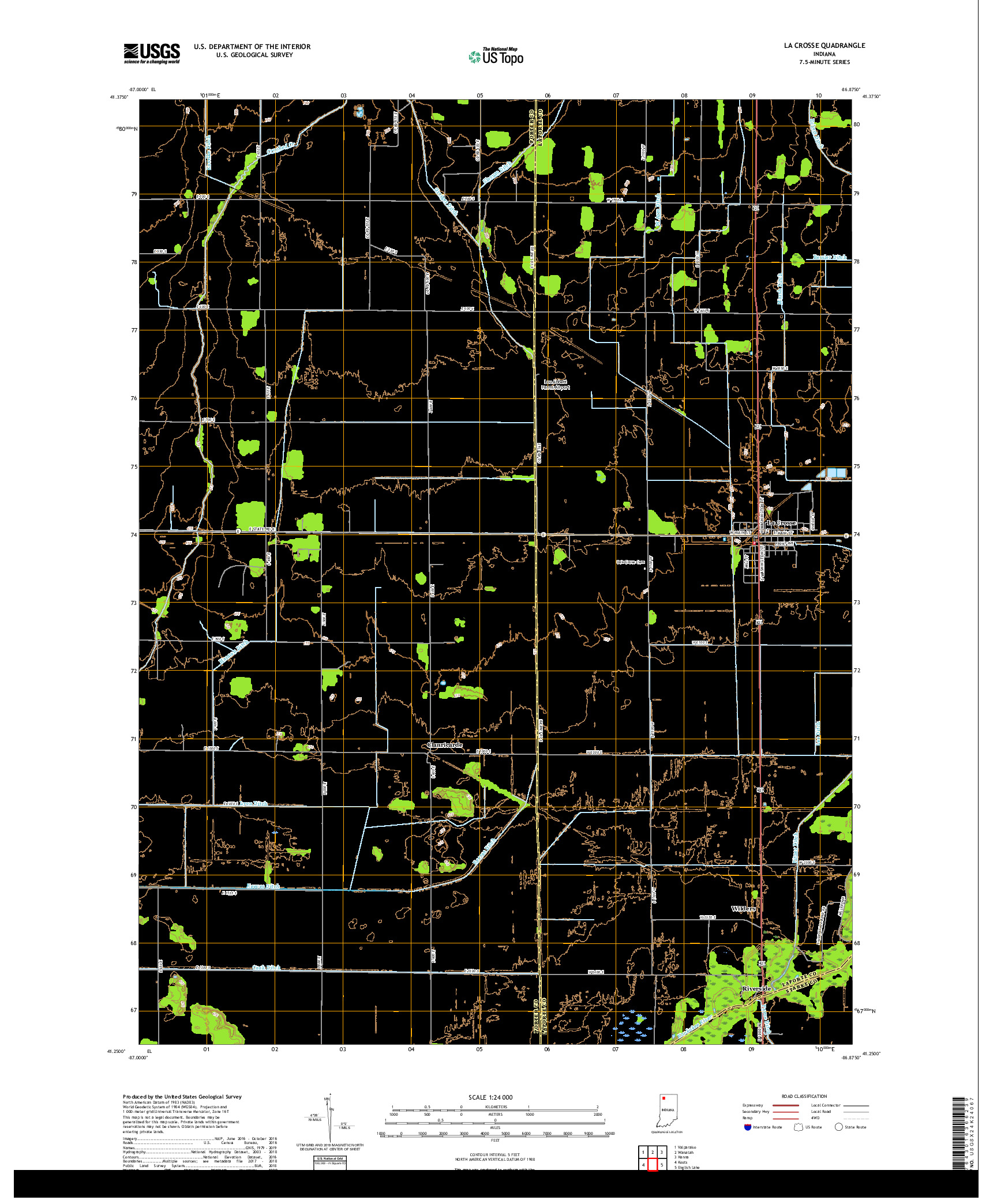 USGS US TOPO 7.5-MINUTE MAP FOR LA CROSSE, IN 2019