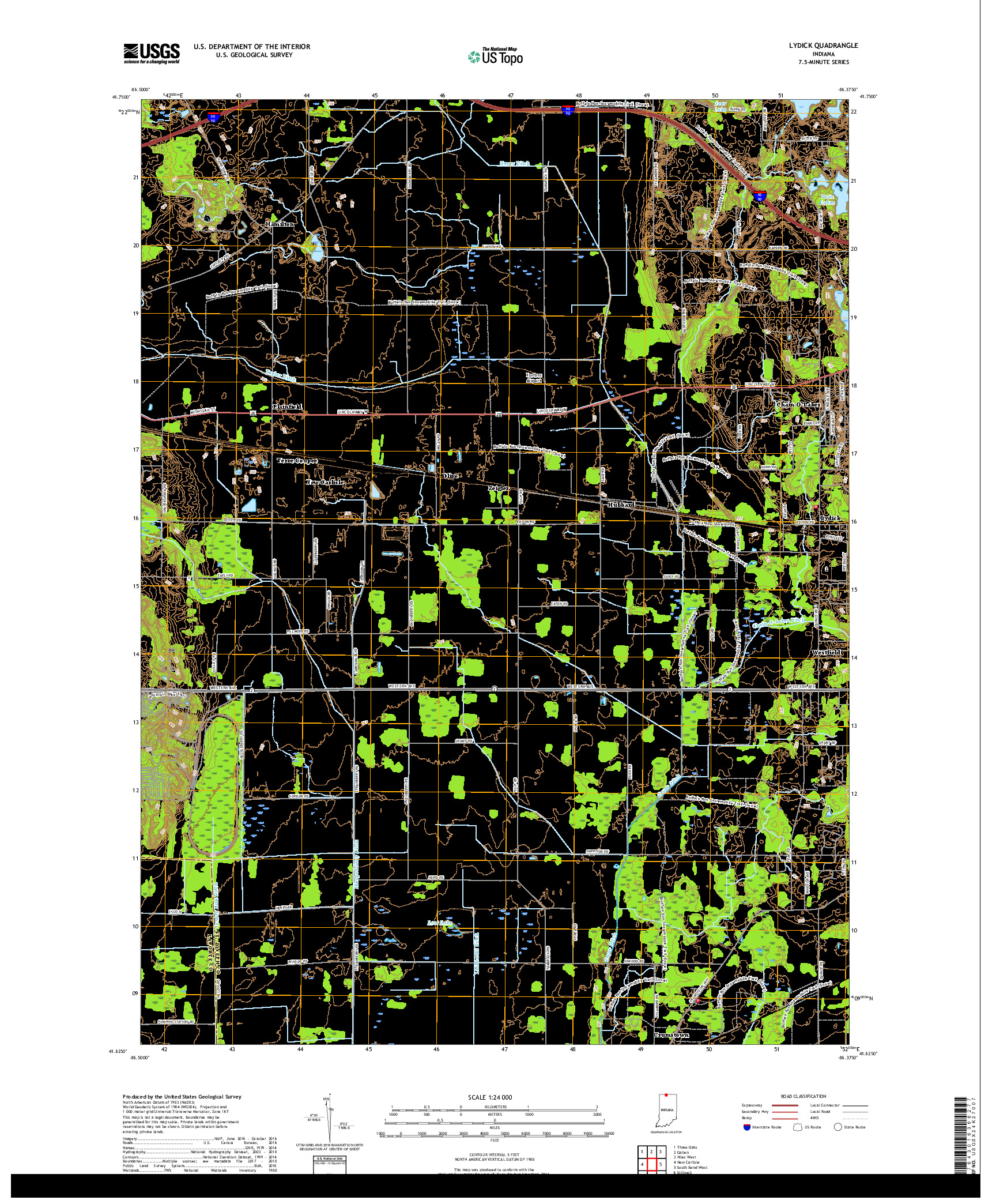 USGS US TOPO 7.5-MINUTE MAP FOR LYDICK, IN 2019