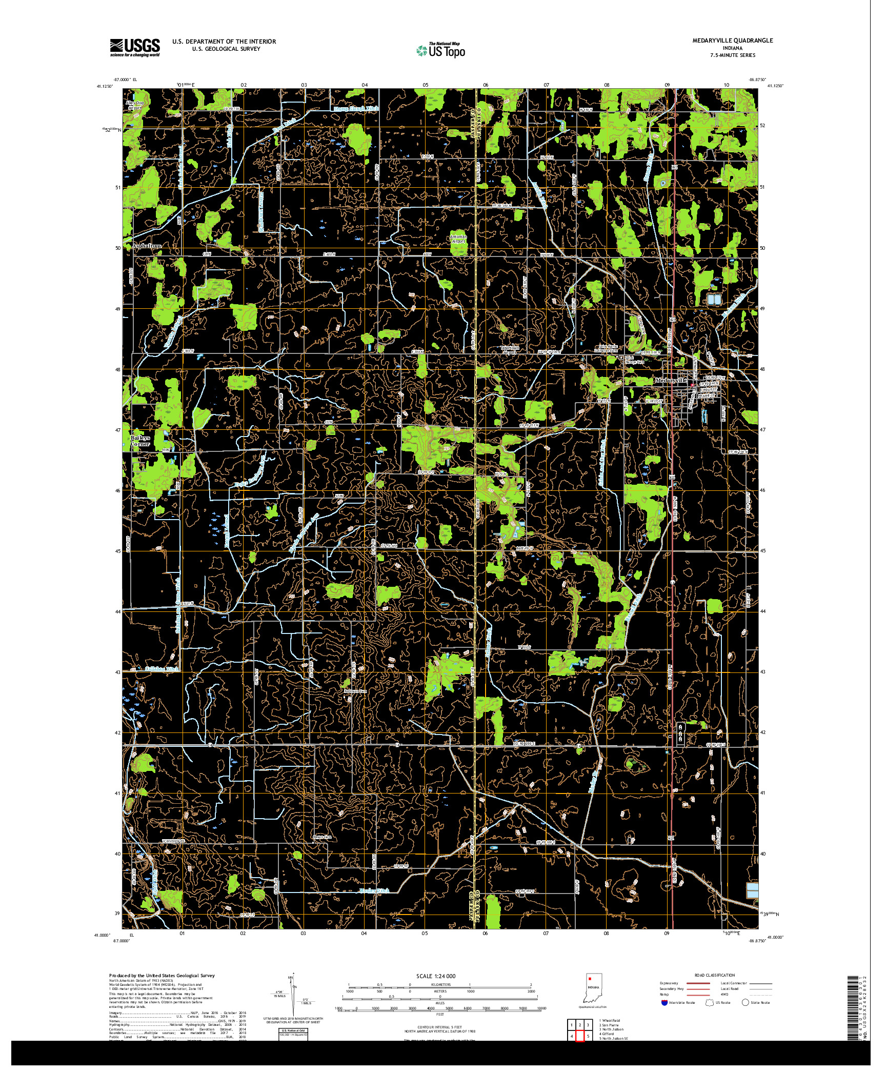 USGS US TOPO 7.5-MINUTE MAP FOR MEDARYVILLE, IN 2019