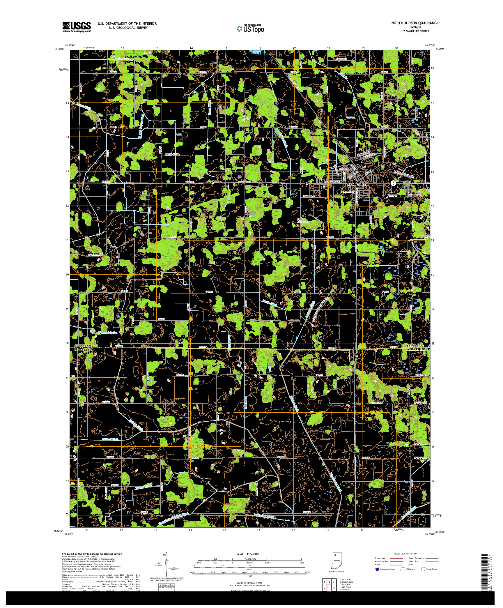 USGS US TOPO 7.5-MINUTE MAP FOR NORTH JUDSON, IN 2019